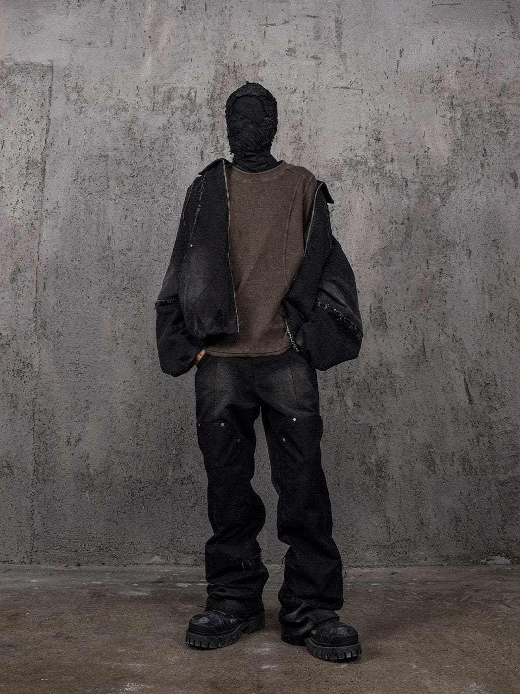 UNDERWATER Distressed Deconstructed Light Sweatshirt Brown, premium urban and streetwear designers apparel on PROJECTISR.com, UNDERWATER