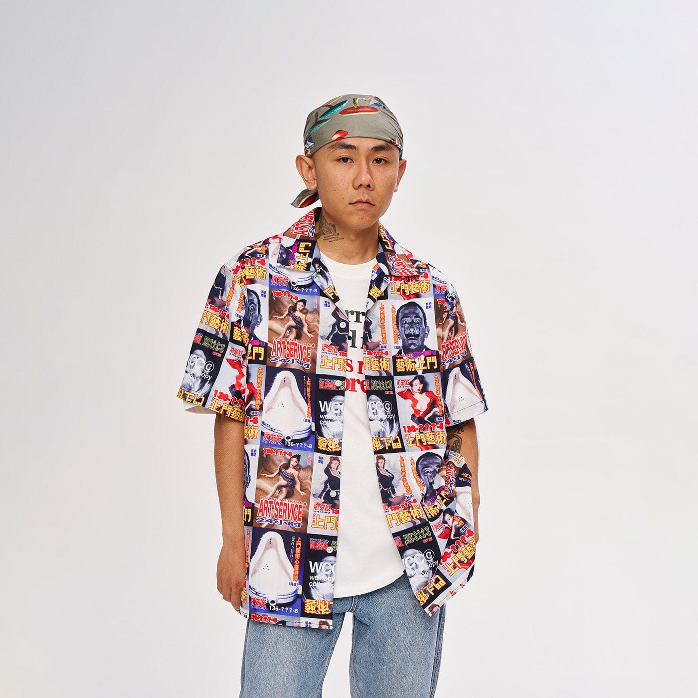 WCC Door-to-Door Art Service Full Print Cuban Half Shirt, premium urban and streetwear designers apparel on PROJECTISR.com, WCC