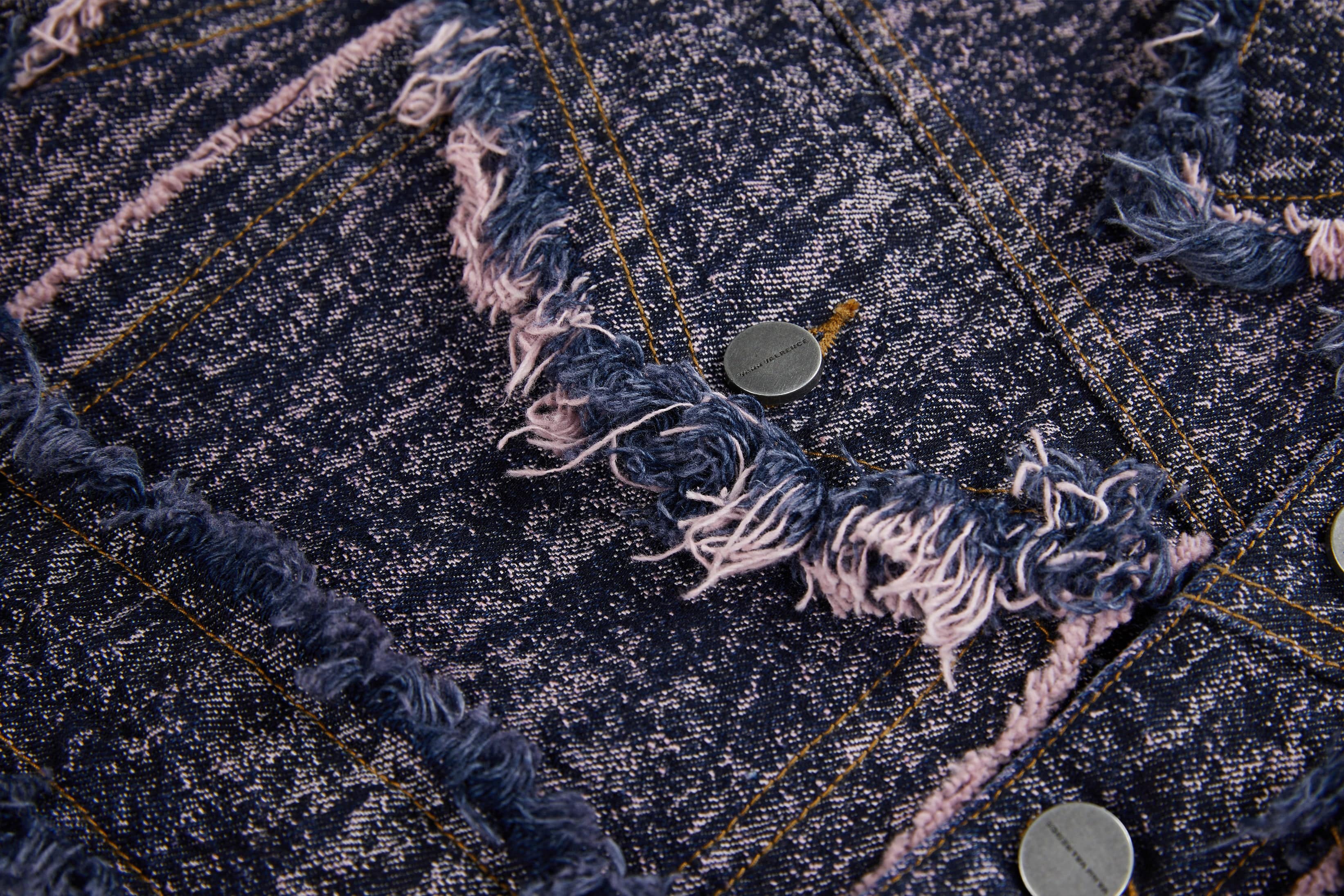 VANN VALRENCE Distressed Frayed Cropped Denim Jacket