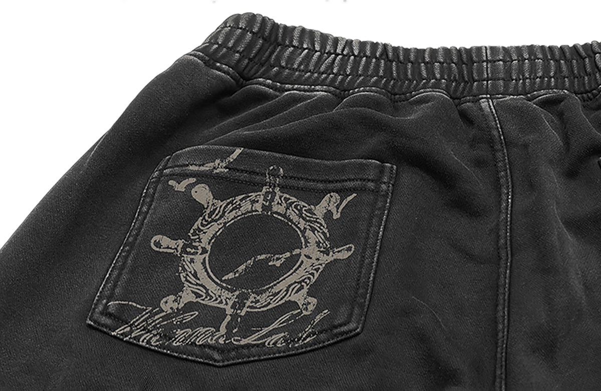 WANNA LAB Graffiti Full-Print Washed Straight-Leg Sweatpants