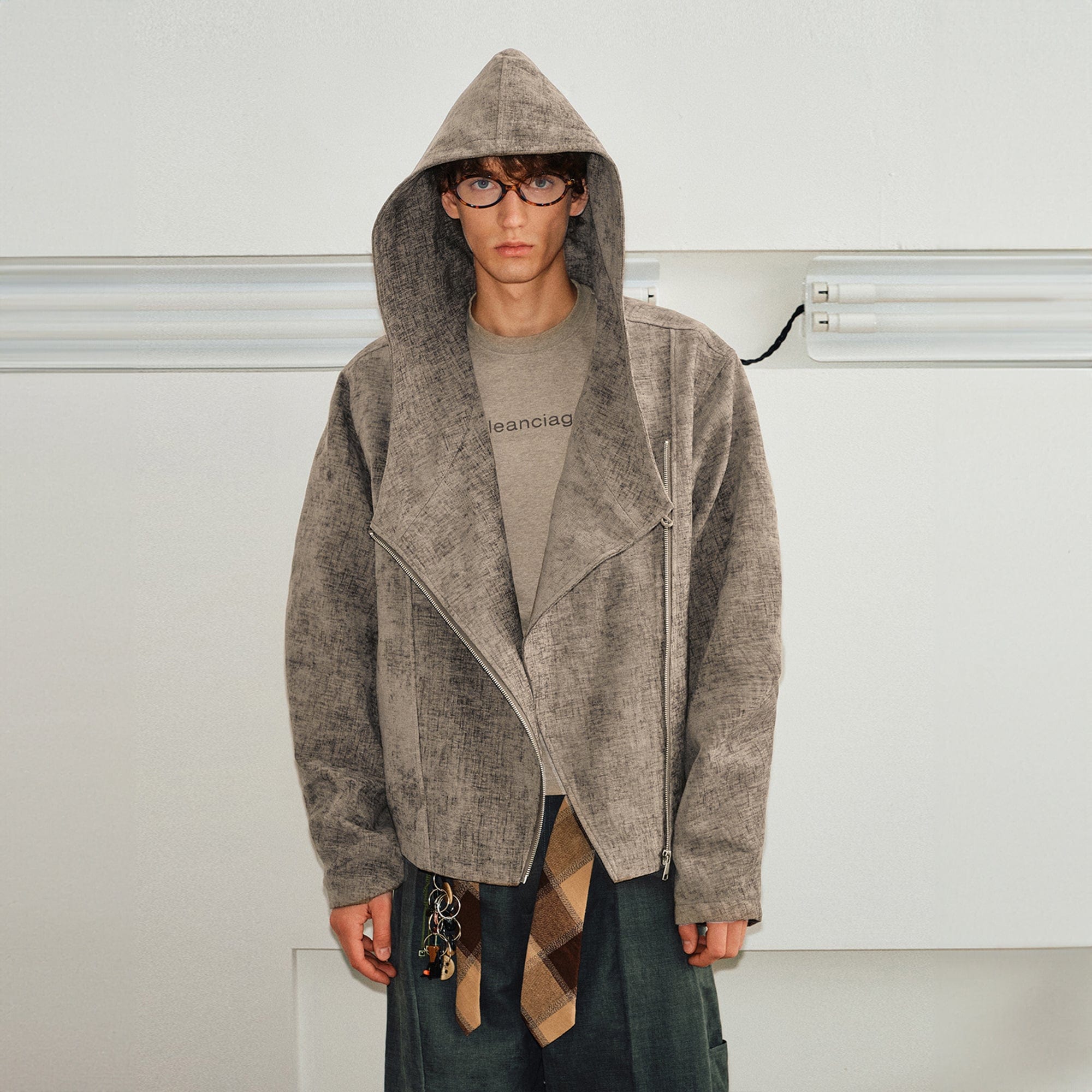 KREATE Asymmetrical Zipper Hooded Jacket, premium urban and streetwear designers apparel on PROJECTISR.com, KREATE