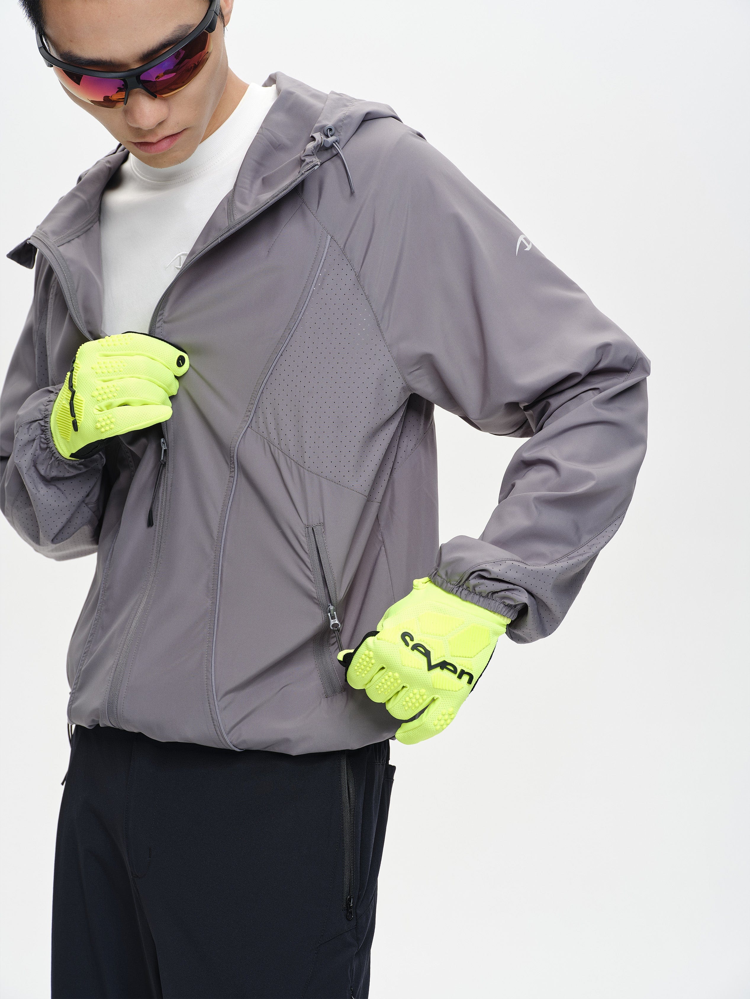 CATSSTAC Spliced Laser-Perforated Waterproof UV Production Hooded Jacket, premium urban and streetwear designers apparel on PROJECTISR.com, CATSSTAC