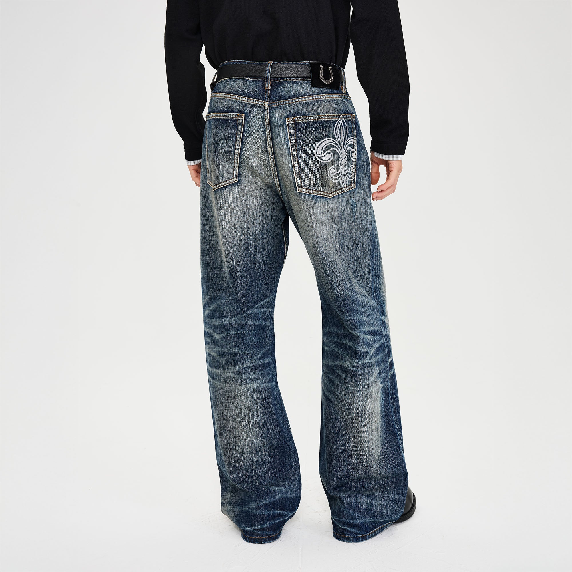 CATSSTAC Floral Embroidered Washed Straight-Leg Jeans, premium urban and streetwear designers apparel on PROJECTISR.com, CATSSTAC