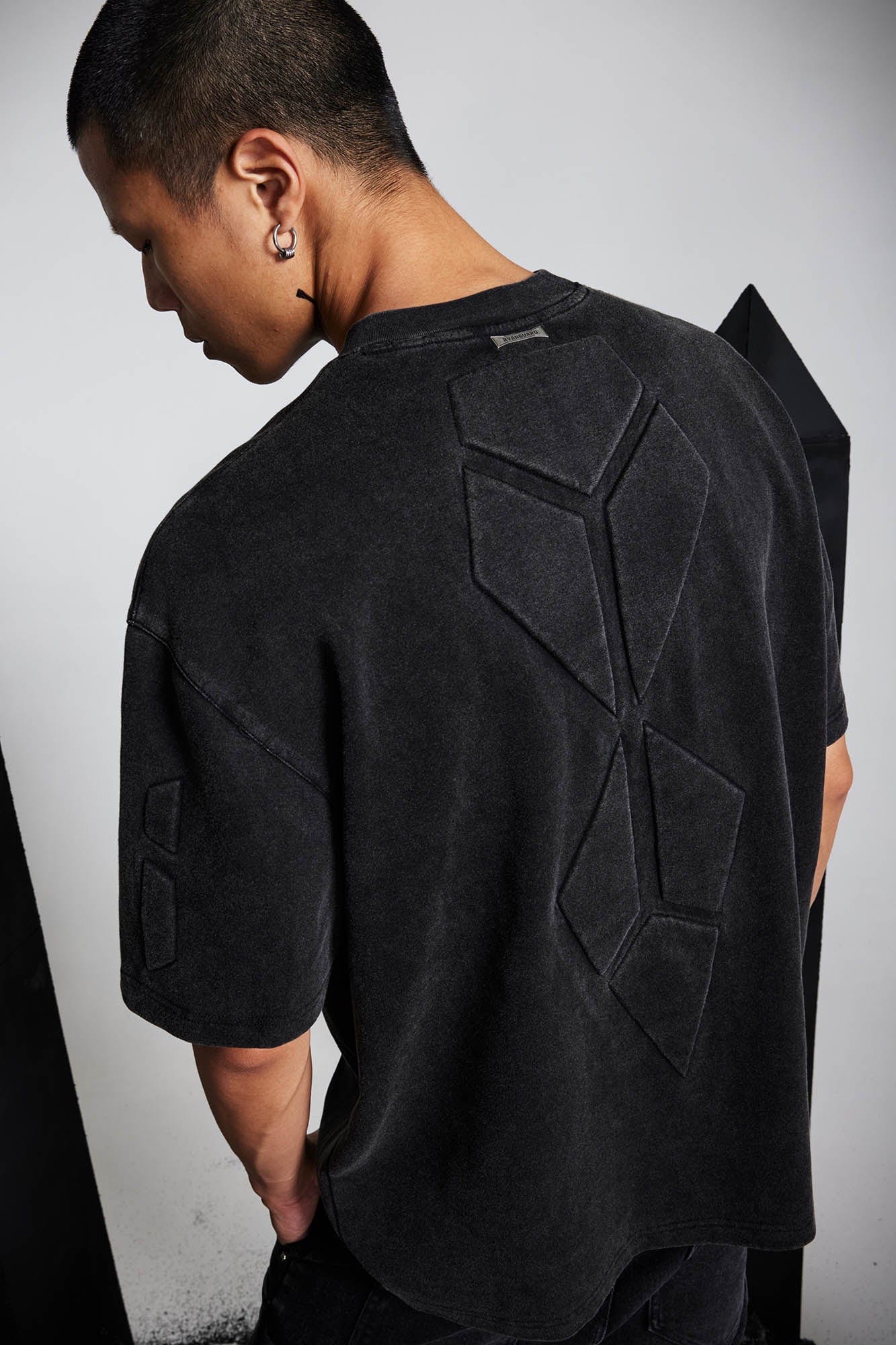 SSIN7 Armored Padded-Panel Washed T-Shirt, premium urban and streetwear designers apparel on PROJECTISR.com, SSIN7