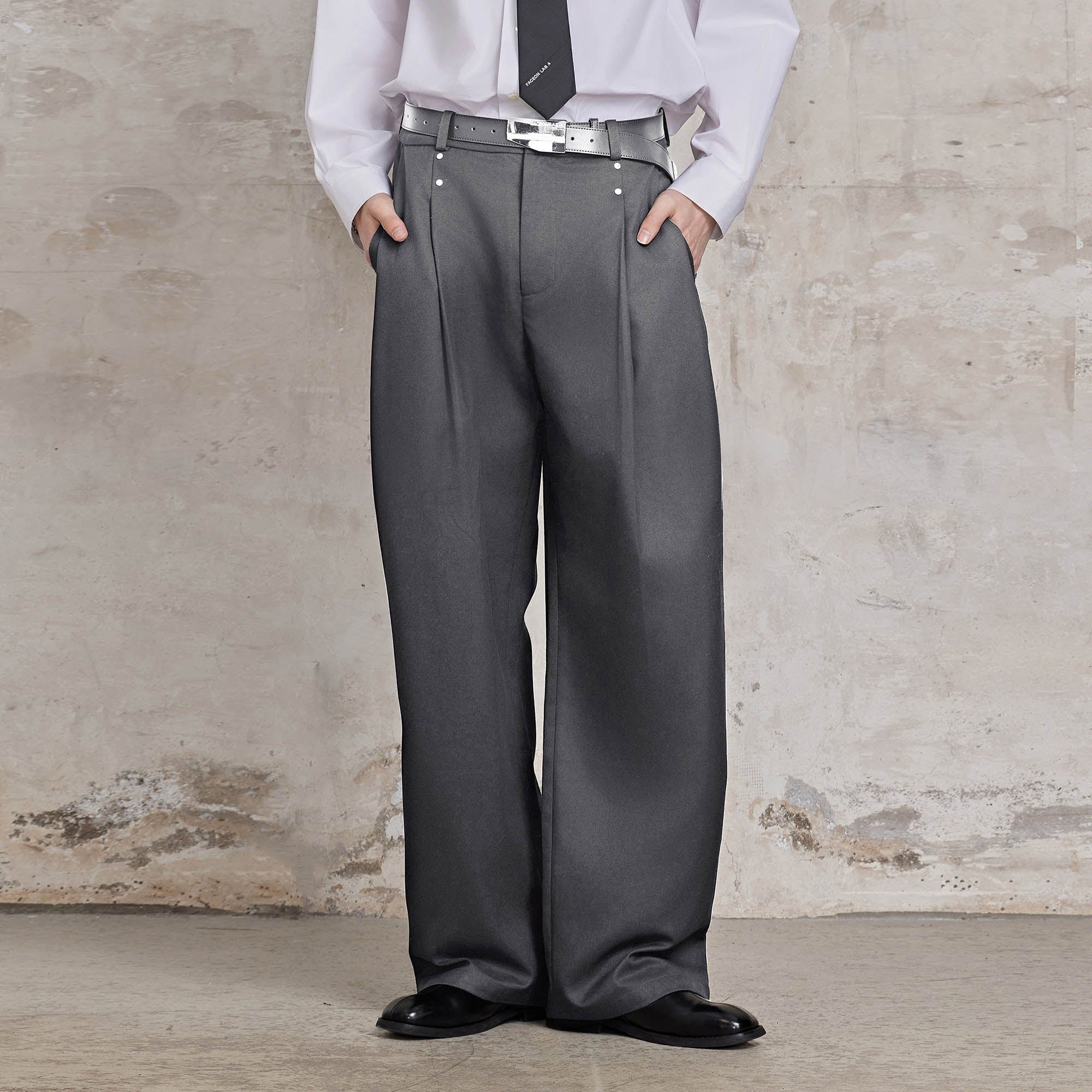 FACEONLAB Essential Wool-Blended Pleated Trousers, premium urban and streetwear designers apparel on PROJECTISR.com, FACEONLAB