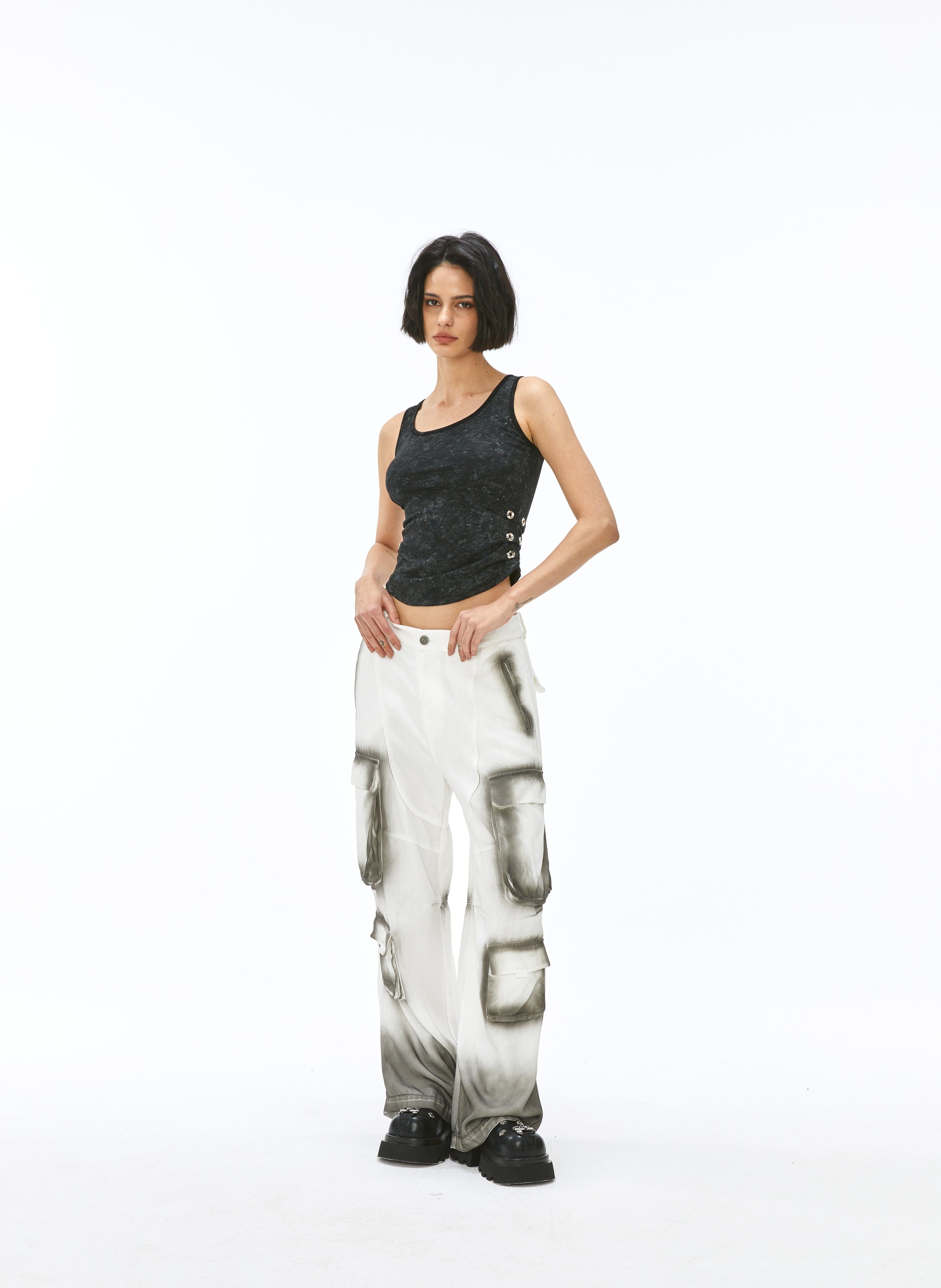VANN VALRENCE Faded Spray-Dyed Multi-Pocket Cargo Pants, premium urban and streetwear designers apparel on PROJECTISR.com, VANN VALRENCE