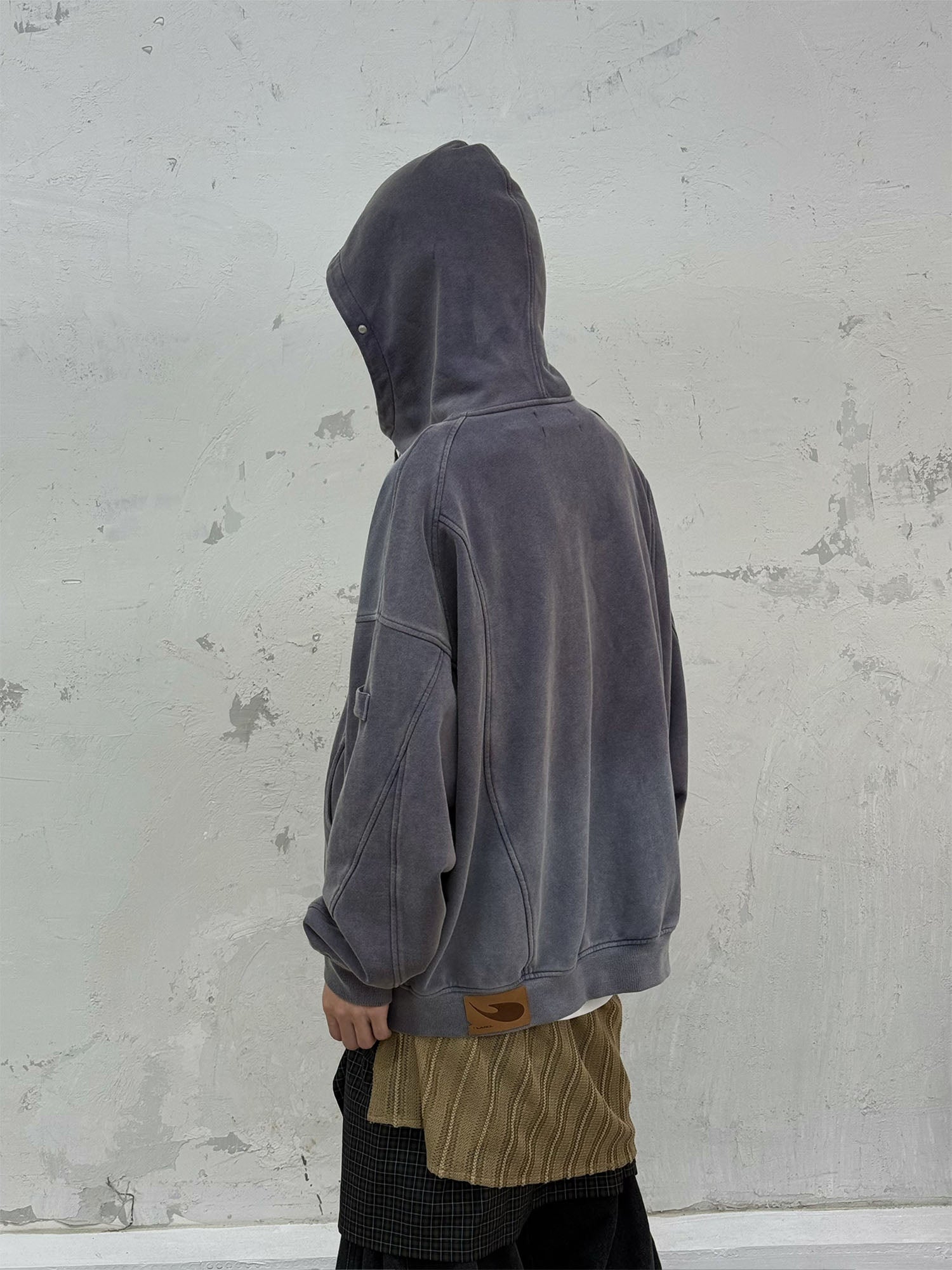 RELABEL Gradient Washed Panel Hooded Jacket Purple