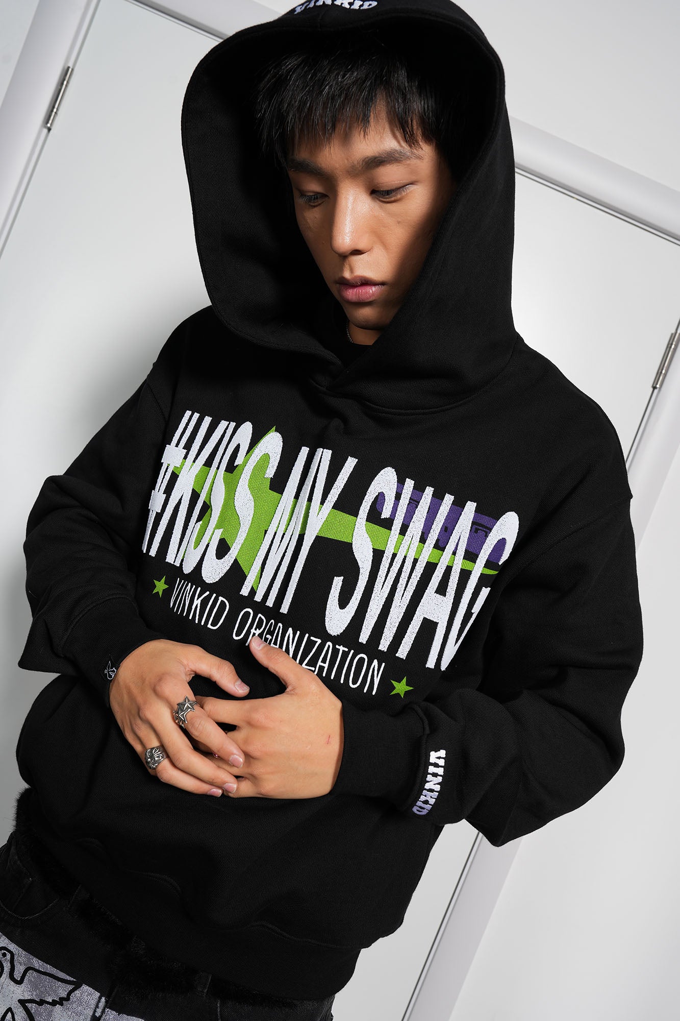VINKID Kiss My Swag Embroidered Hoodie