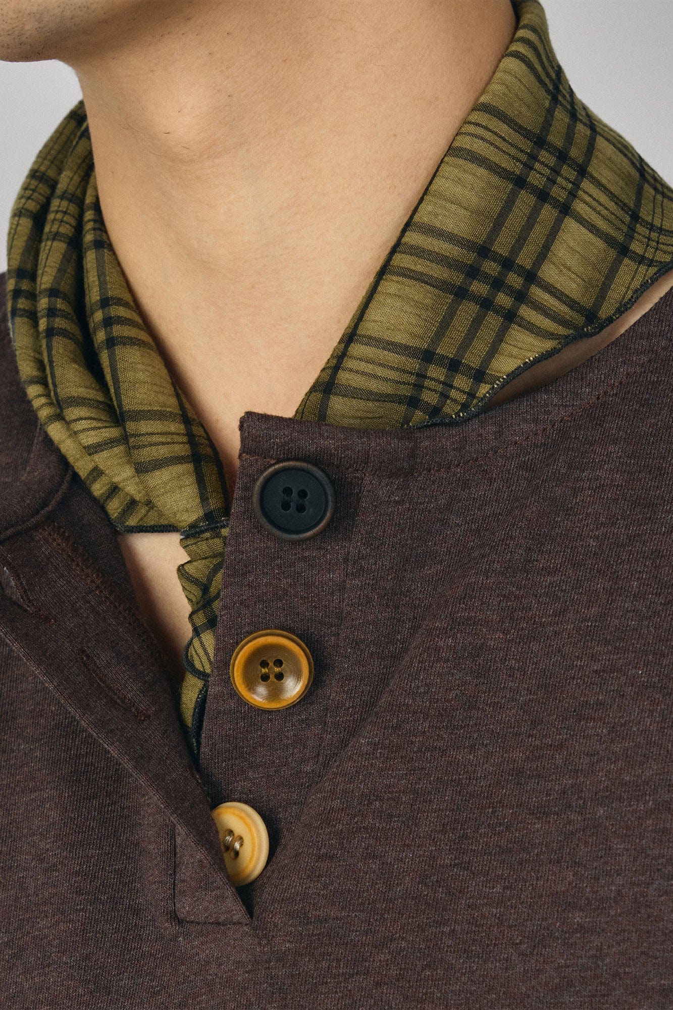 GONGHE REPUB Checked Beaded Pendant Scarf, premium urban and streetwear designers apparel on PROJECTISR.com, GONGHE REPUB