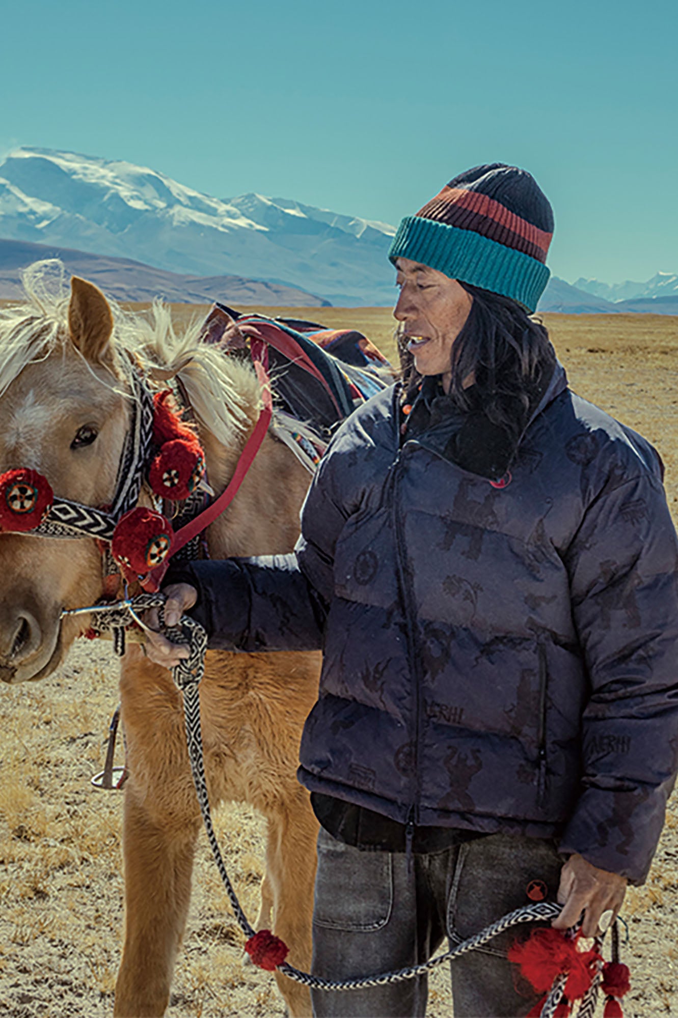 NERHI Asym Zip Full-Print Puffer Jacket