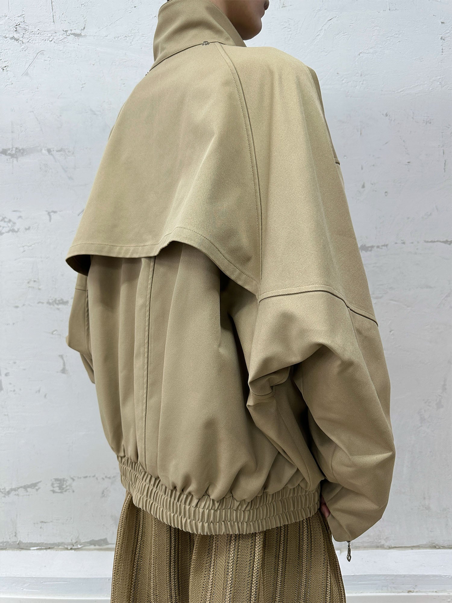 RELABEL Detachable Hood Batwing Sleeve Jacket Yellow