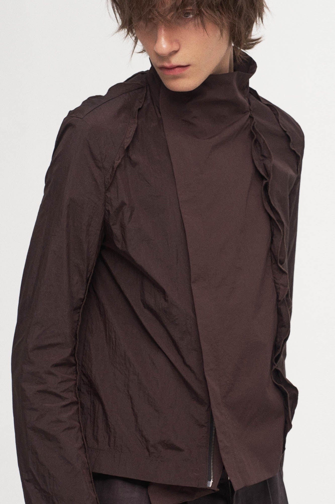 ILNya Nieternite Nifutur Ruffled Spliced High-Neck Jacket, premium urban and streetwear designers apparel on PROJECTISR.com, ILNya Nieternite Nifutur