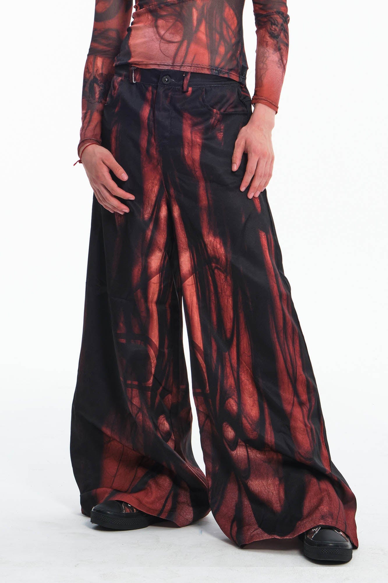 EMBRYO Hair Full-Print Wide-Leg Pants, premium urban and streetwear designers apparel on PROJECTISR.com, EMBRYO