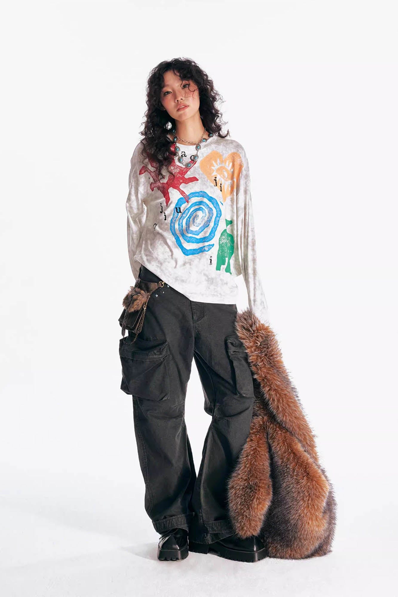 1997 POSTOFFICE Distressed Tribal Graphics Long-Sleeve Tee, premium urban and streetwear designers apparel on PROJECTISR.com, 1997 POSTOFFICE