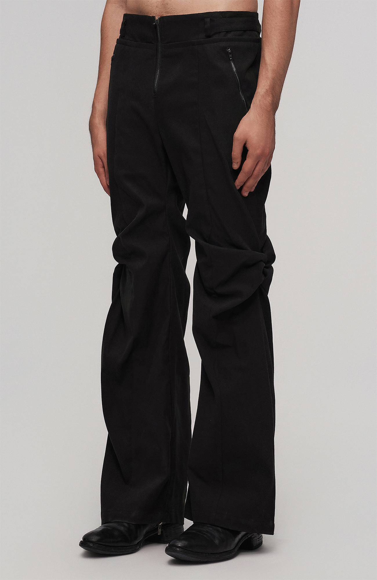 ILNya Nieternite Nifutur Twist-Knee Flared Trousers, premium urban and streetwear designers apparel on PROJECTISR.com, ILNya Nieternite Nifutur