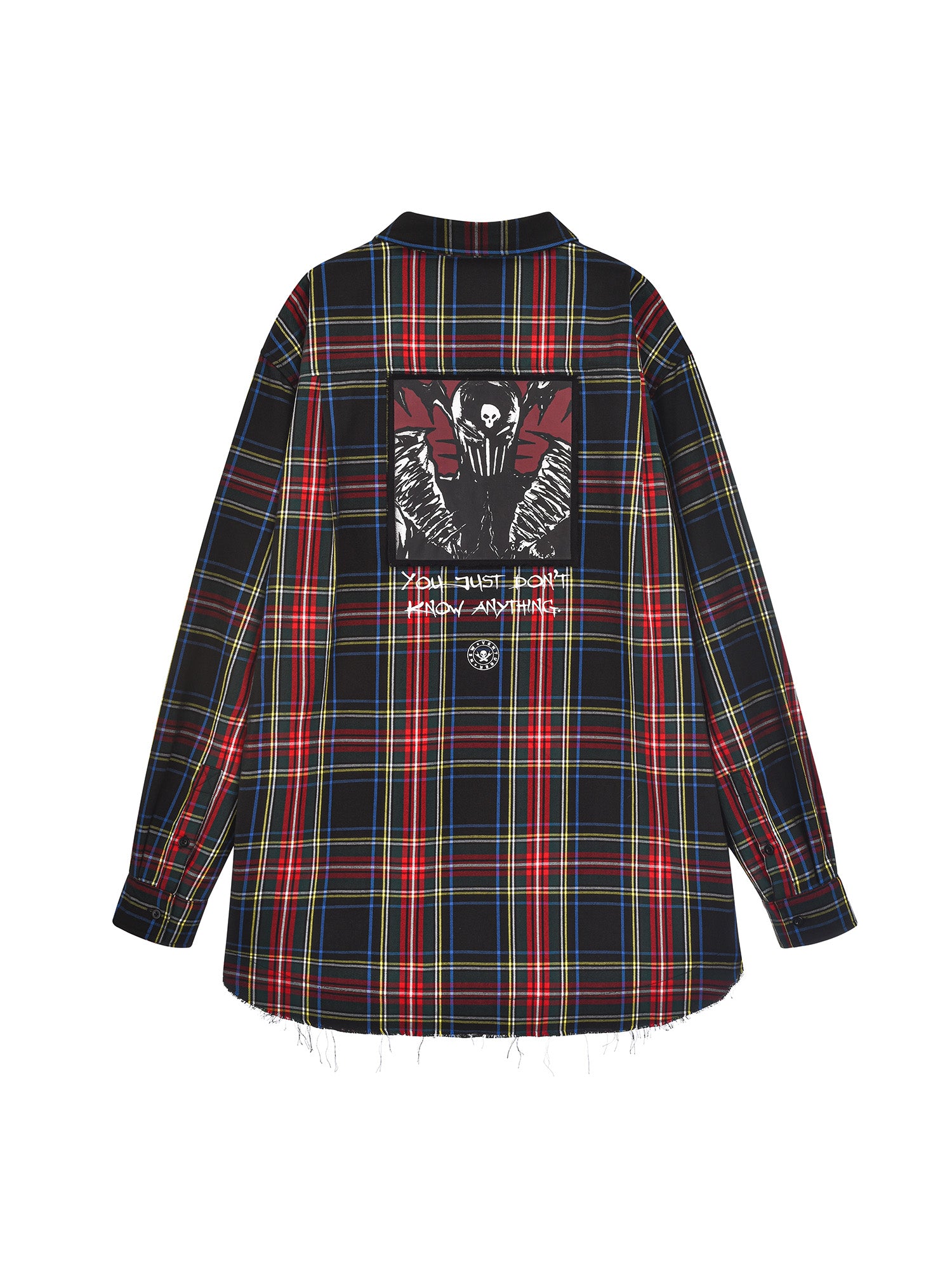 VENTUREK Distressed Back-Patch Frayed Plaid Shirt, premium urban and streetwear designers apparel on PROJECTISR.com, VENTUREK