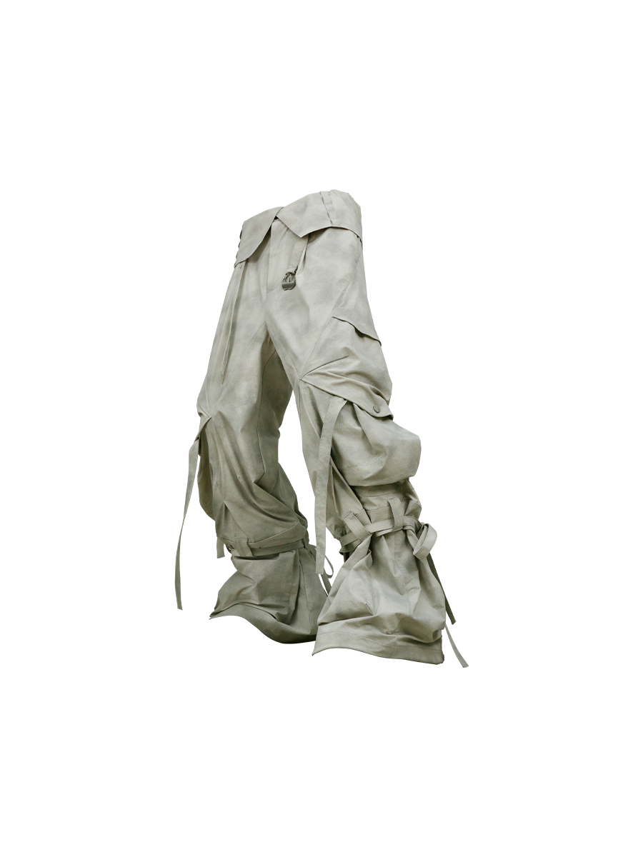 RELABEL Detachable Ruched Inverted Waist Cargo Pants, premium urban and streetwear designers apparel on PROJECTISR.com, RELABEL