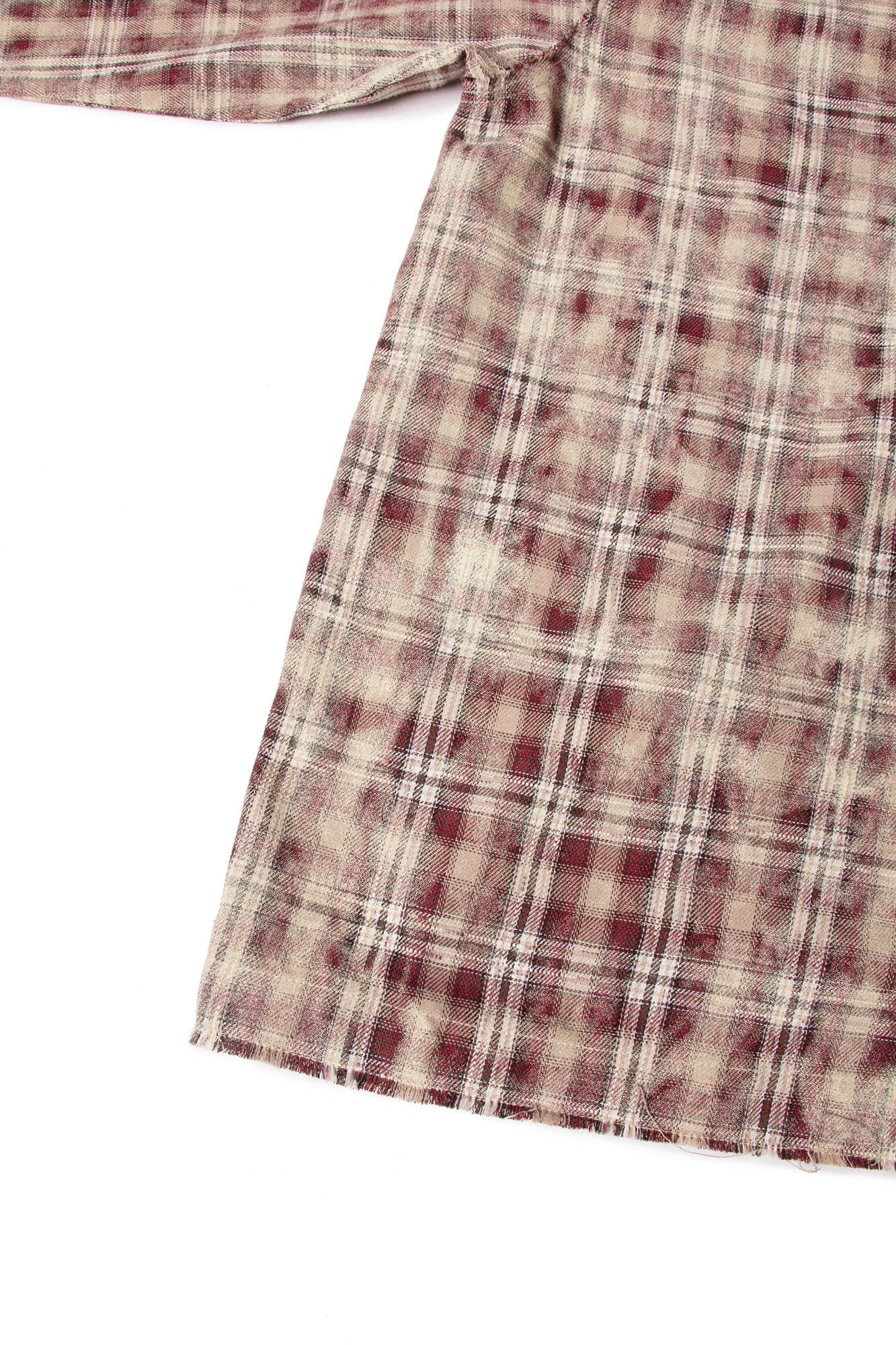 RELABEL Tie-dye Plaid Dual Closure Frayed Shirt, premium urban and streetwear designers apparel on PROJECTISR.com, RELABEL