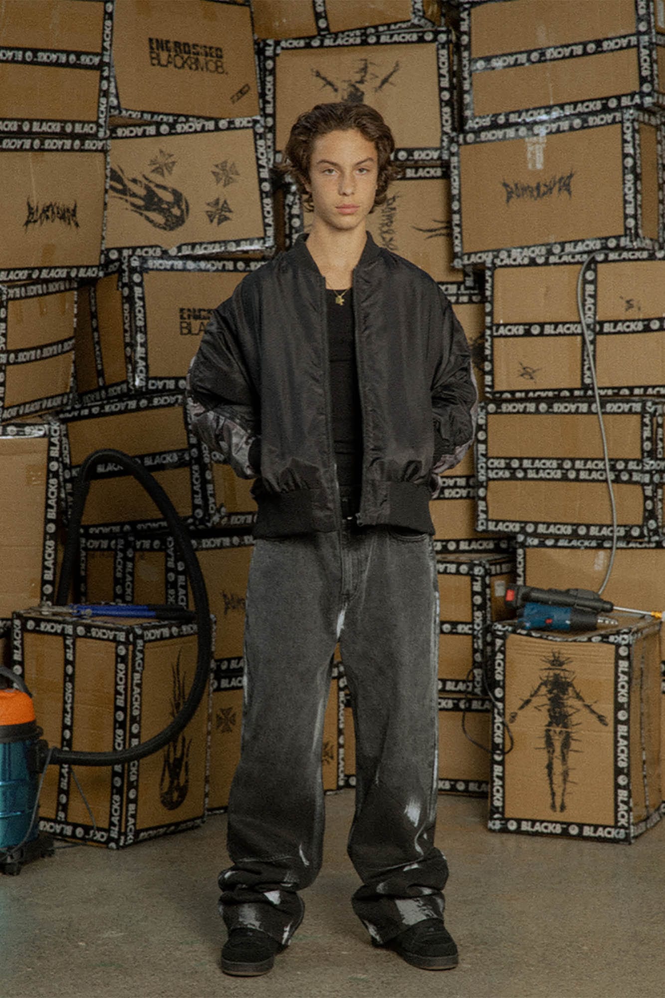 BLACK8MOB Retro Distressed Camo Panel Bomber Jacket, premium urban and streetwear designers apparel on PROJECTISR.com, BLACK8MOB
