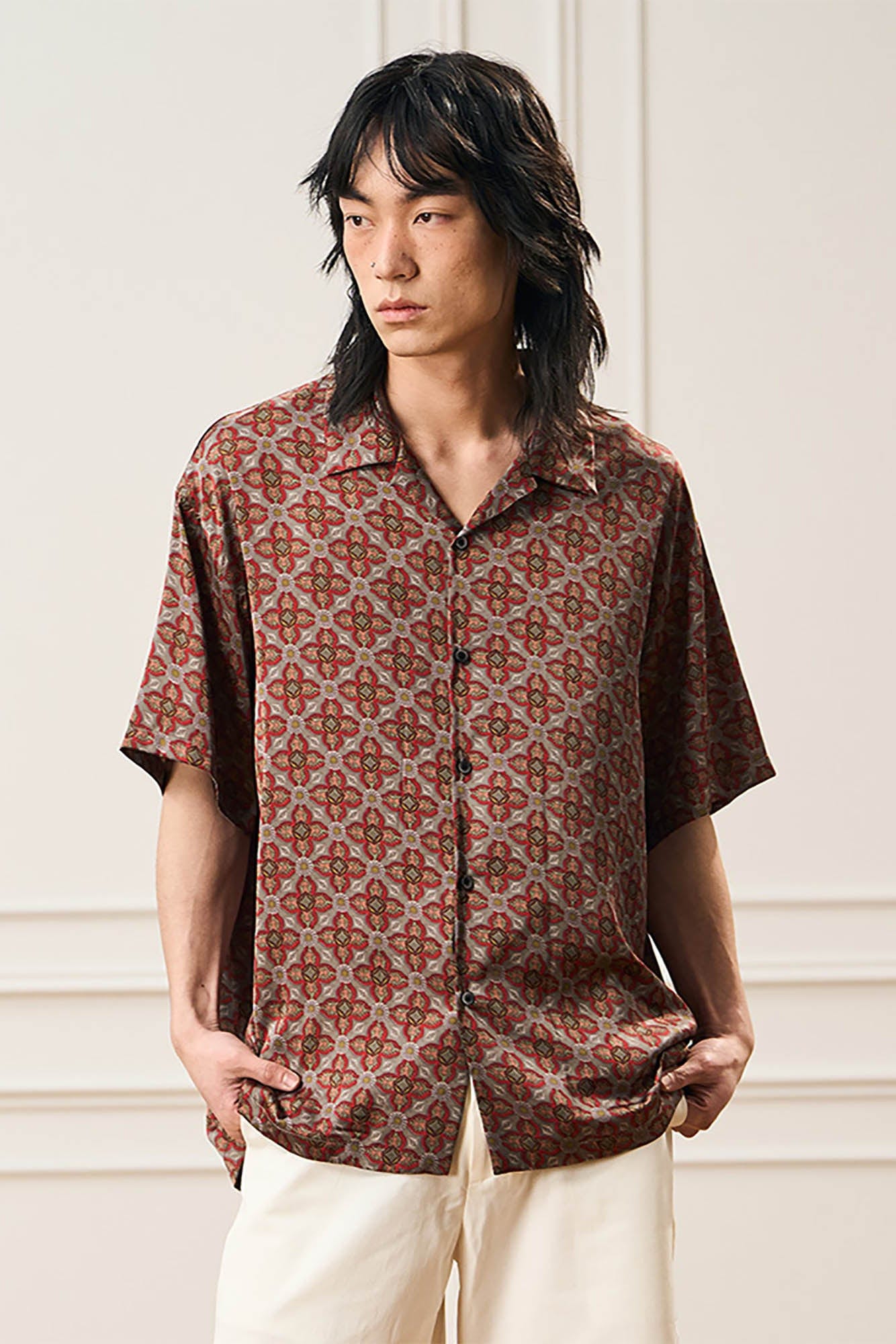 EPIC POETRY Medieval Tile Cuban Half Shirt, premium urban and streetwear designers apparel on PROJECTISR.com, EPIC POETRY