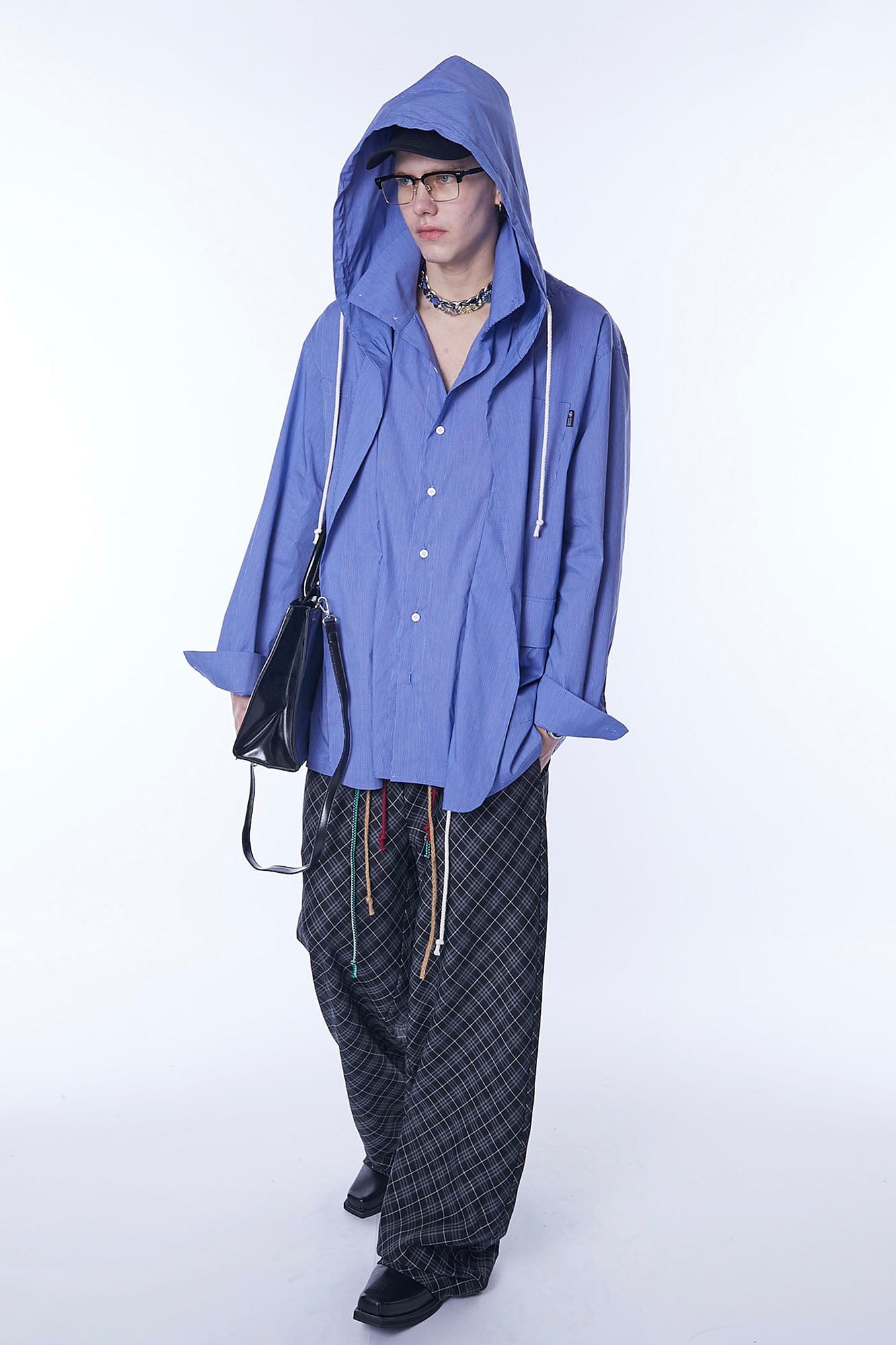 ASSEEN Deconstructed Layered Placket Oversized Hood Shirt, premium urban and streetwear designers apparel on PROJECTISR.com, ASSEEN