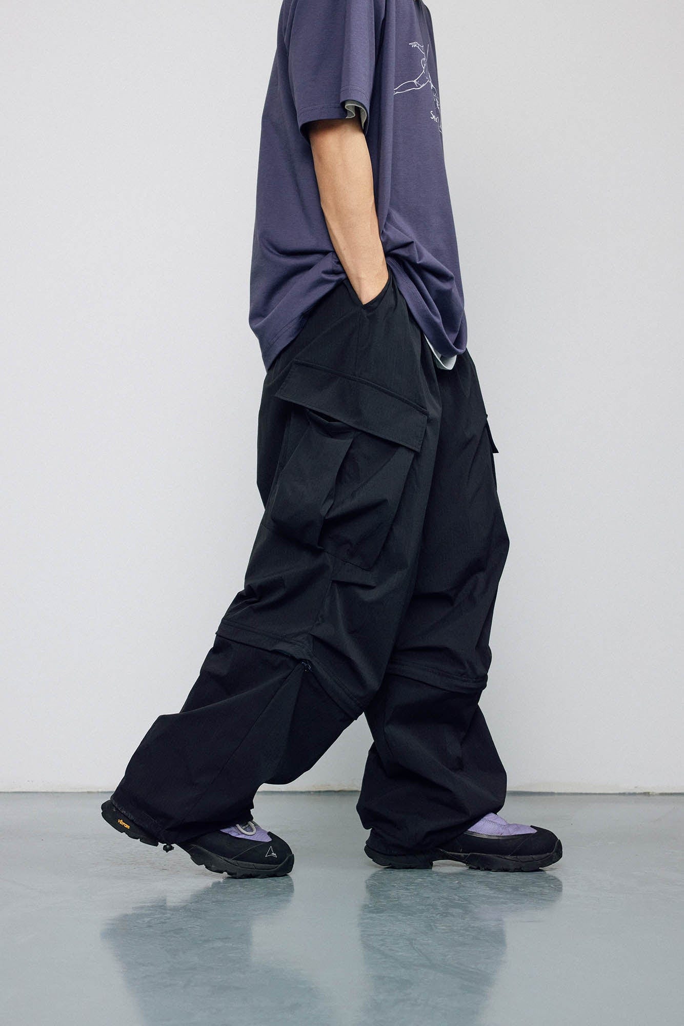 BANANA CLUB Crinkled Multi-Pocket Detachable Cargo Pants, premium urban and streetwear designers apparel on PROJECTISR.com, BANANA CLUB