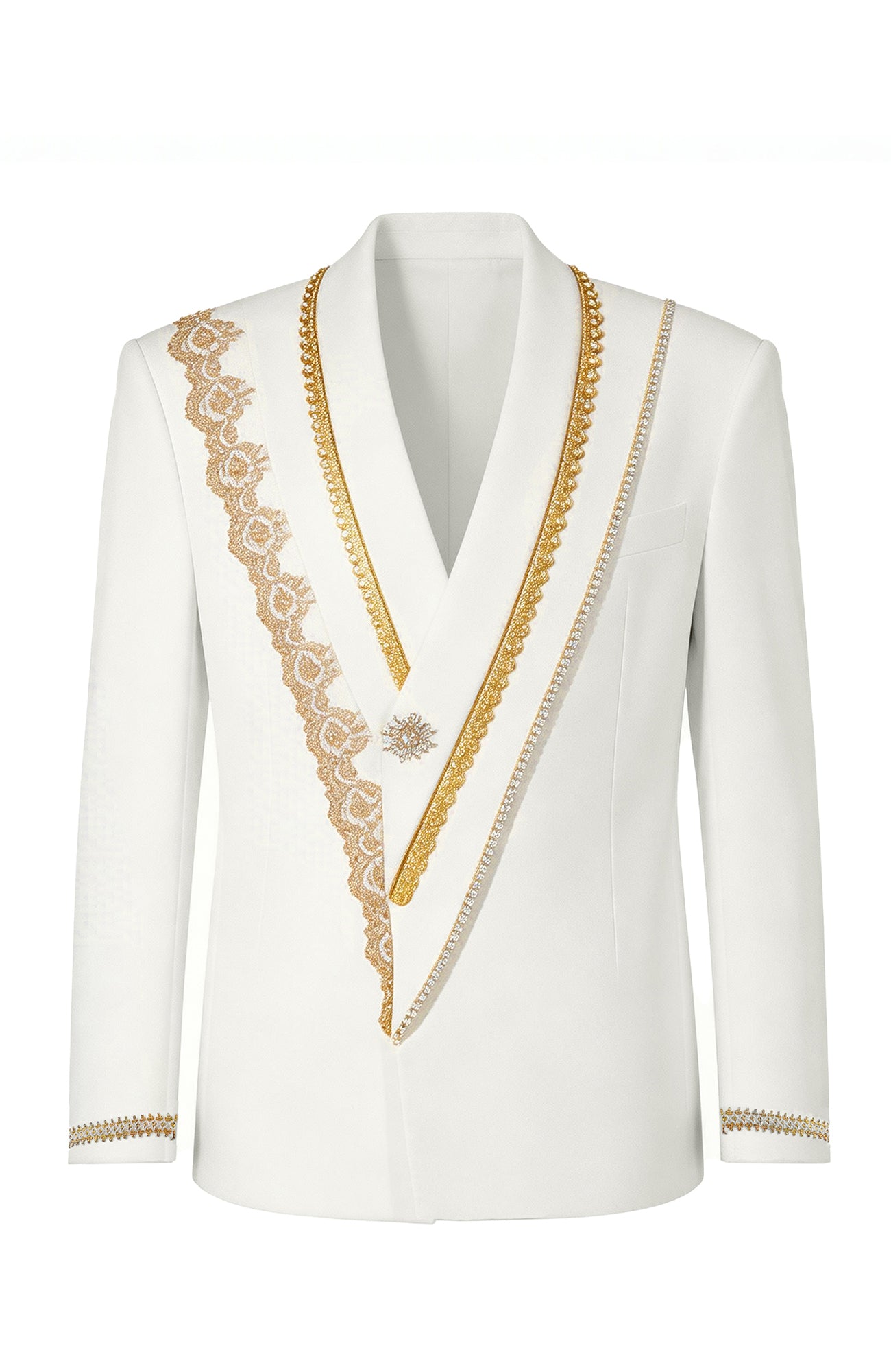 SHANG JIE Gold Trim Tuxedo Blazer