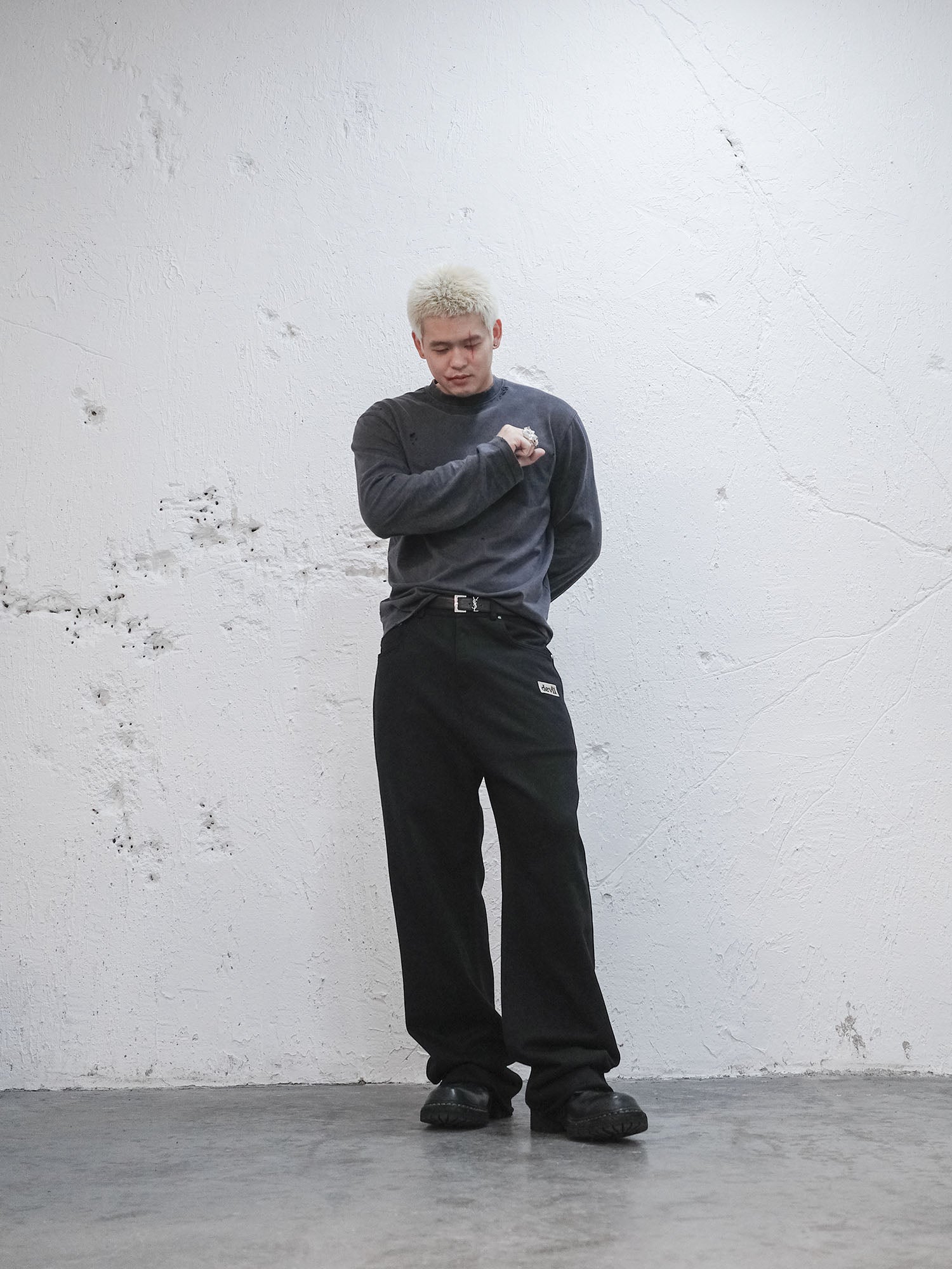 UNDERWATER Devil Embroidery Straight-Leg Pants