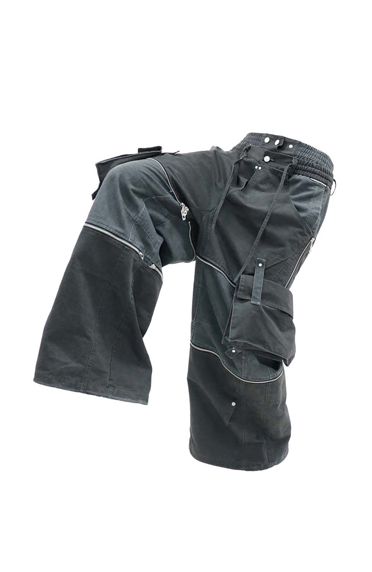 RELABEL Deconstructed Double-Waist Paneled Wide-Leg Cargo Pants, premium urban and streetwear designers apparel on PROJECTISR.com, RELABEL