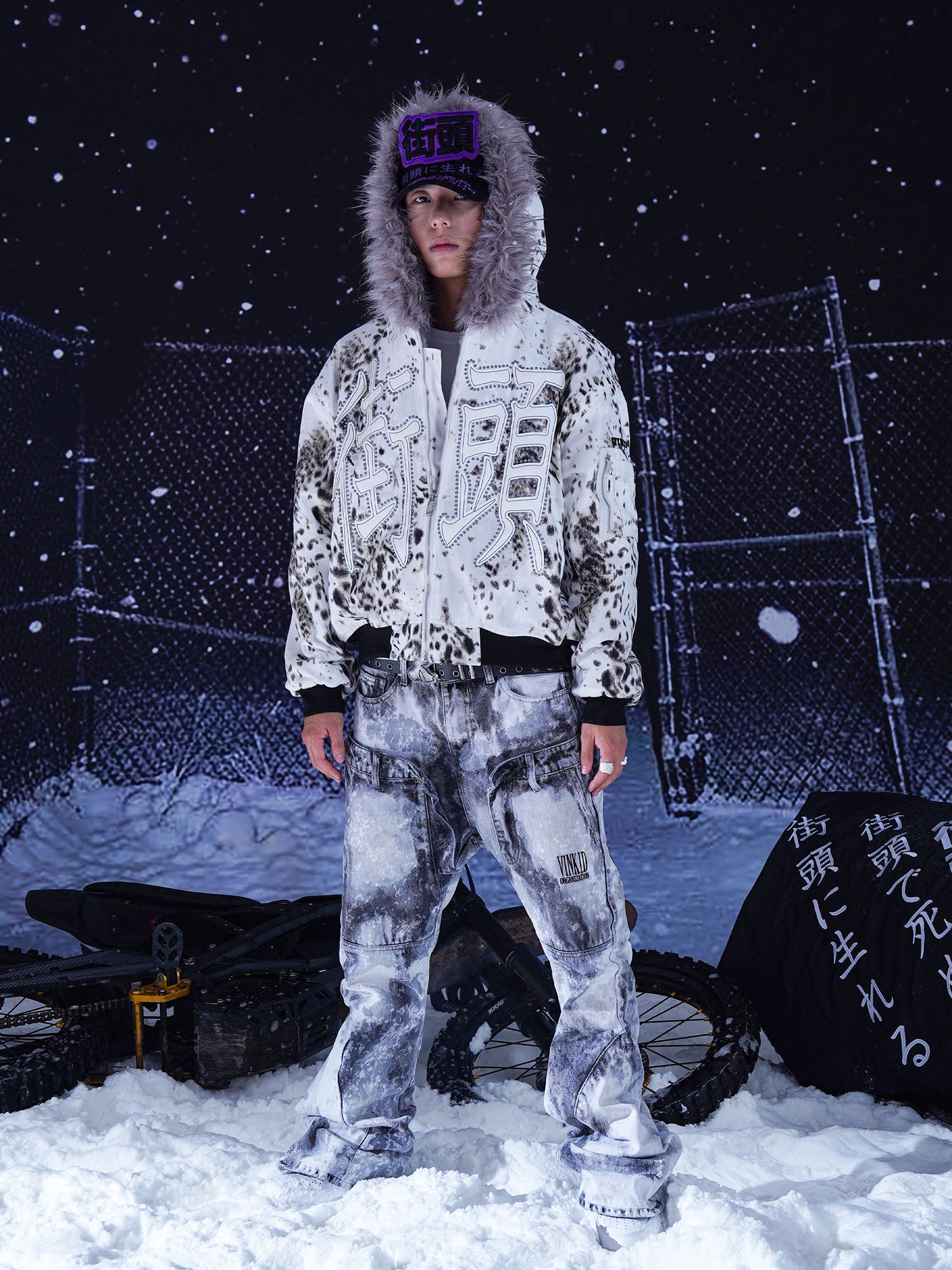 VINKID Leopard Faux Fur Hooded Padded Jacket