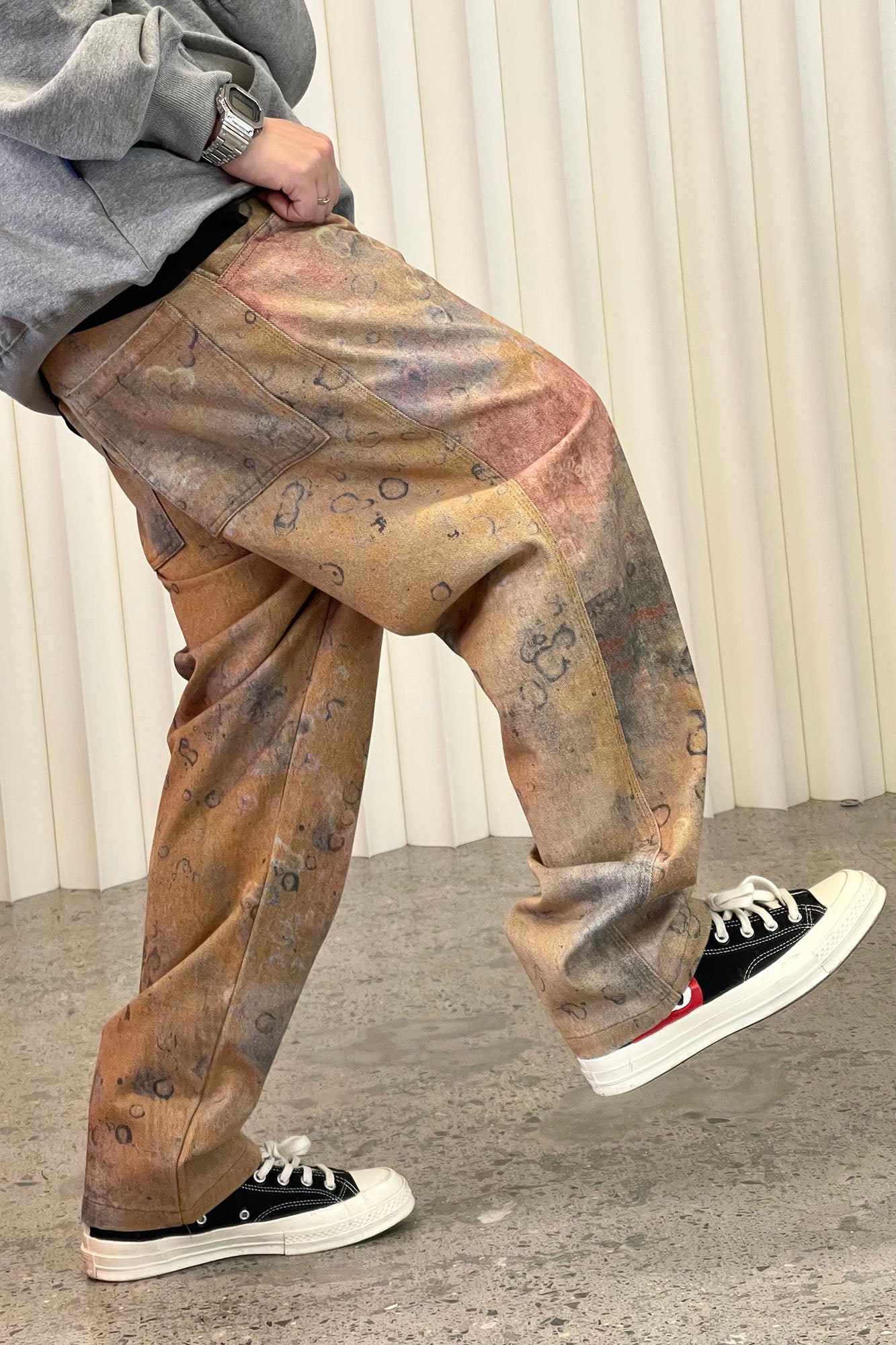 ME DA IGUAL Washed Tie-Dye Bubble Graphic Jeans, premium urban and streetwear designers apparel on PROJECTISR.com, ME DA IGUAL