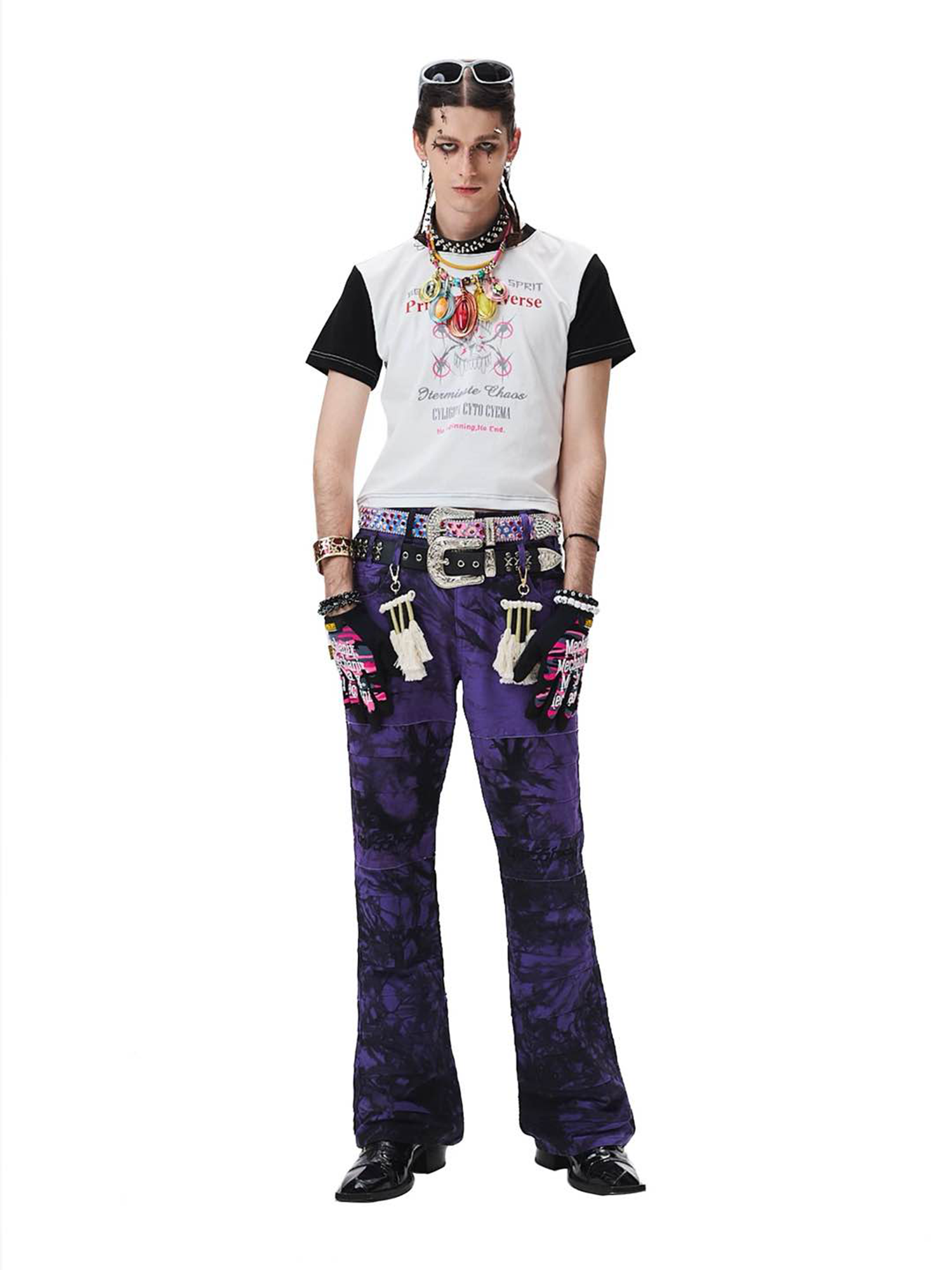 ERISSTOFF Tie-Dye Dual-Waist Flared Jeans