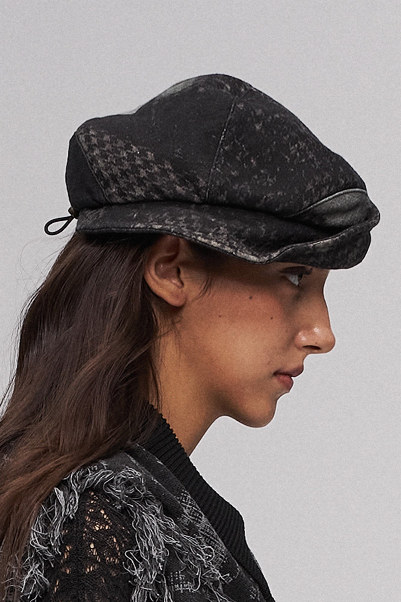 ILNya Nieternite Nifutur Deconstructed Houndstooth Newsboy Cap