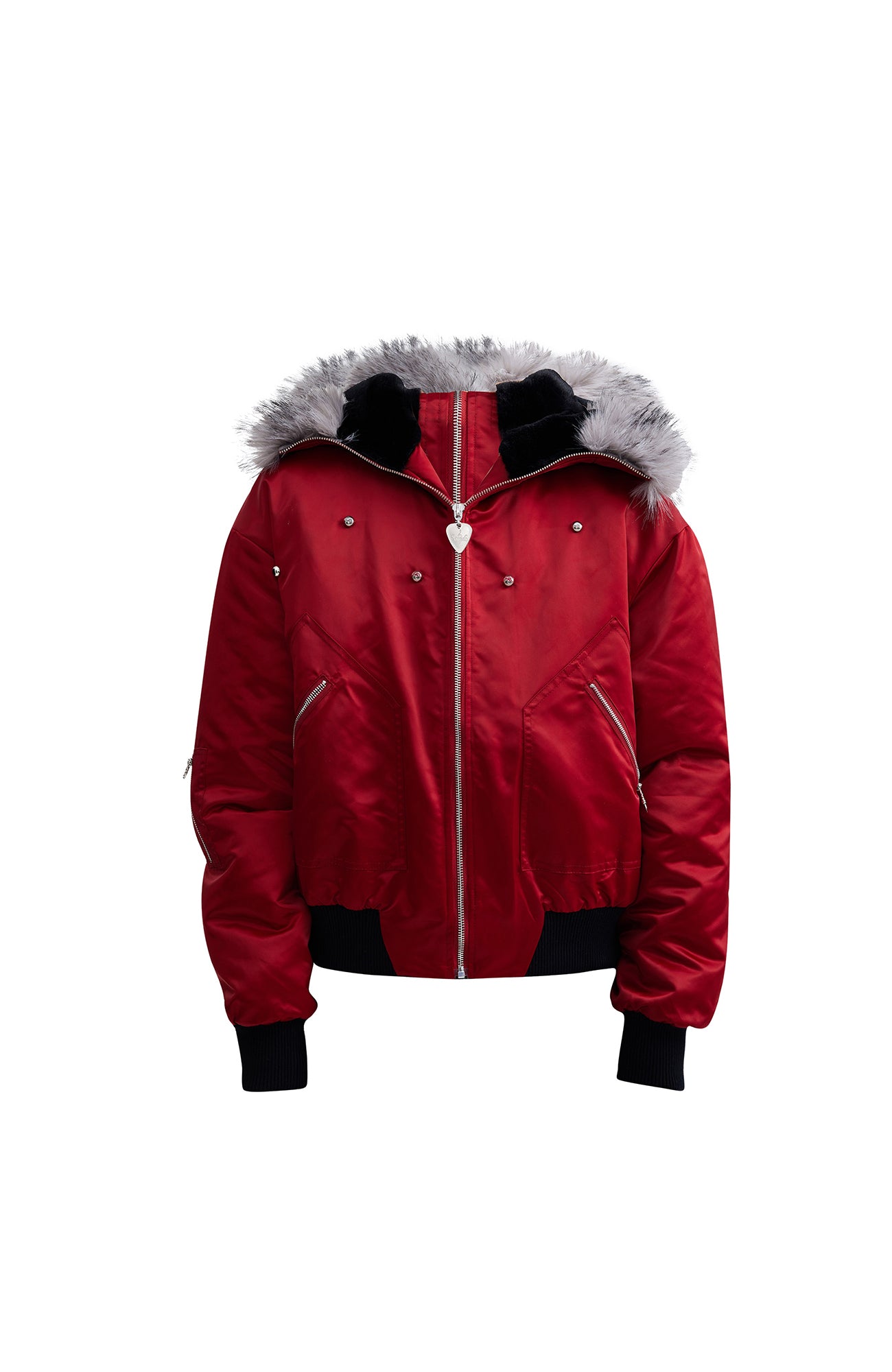 OIPWORD Studded Convertible Hood Nylon Puffer Jacket