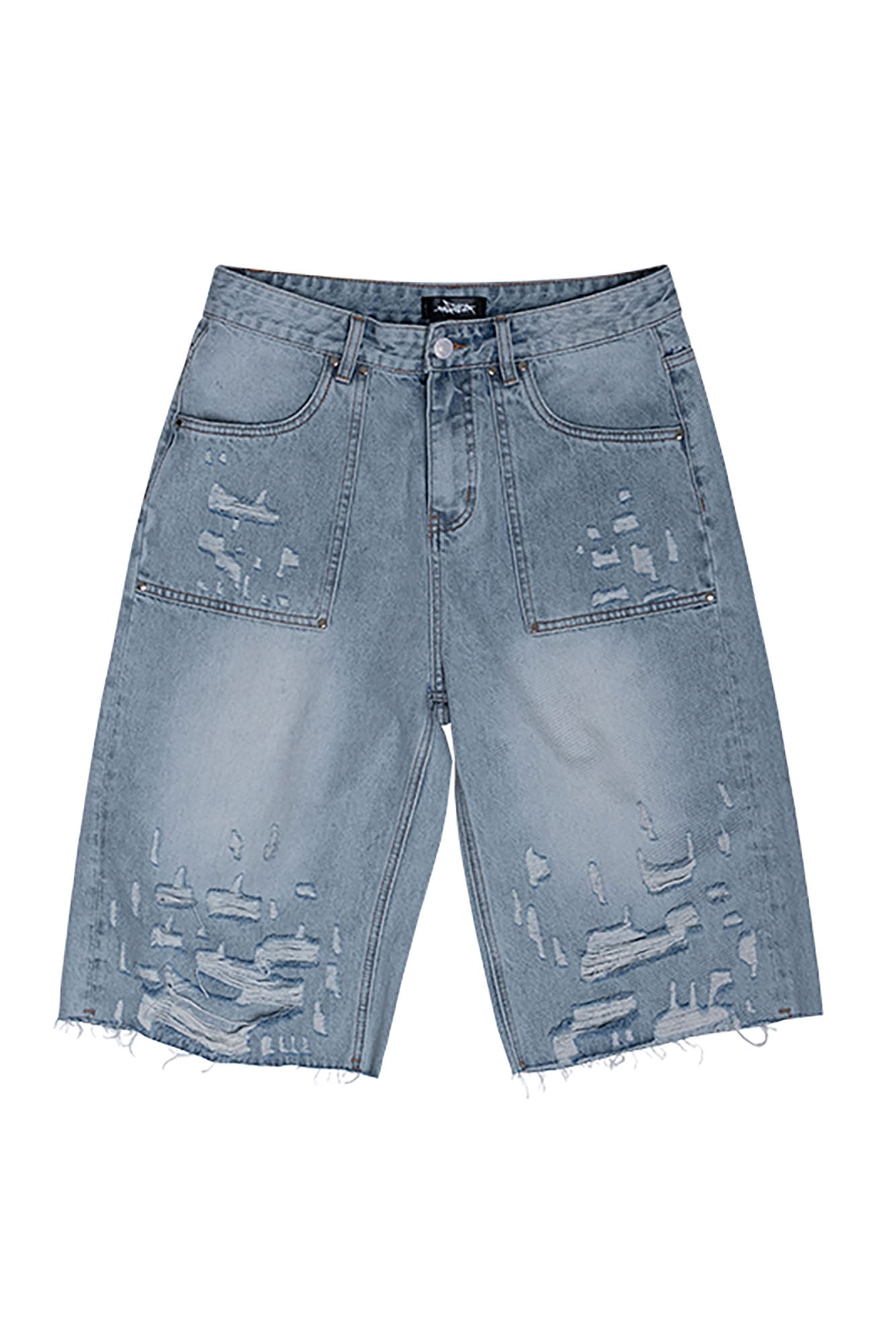 RECOVER ZONE Ripped Washed Denim Shorts