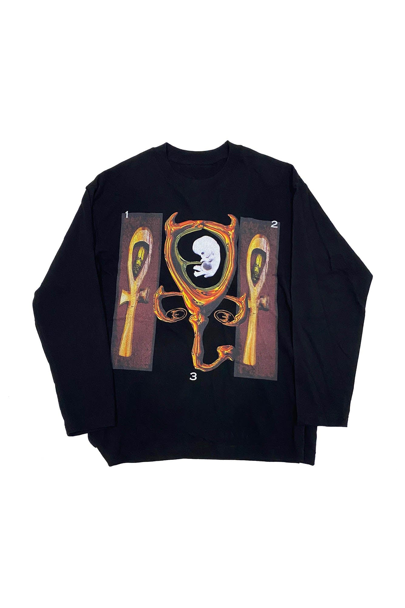 EMBRYO Cave Cross Graphics Long-Sleeve Tee, premium urban and streetwear designers apparel on PROJECTISR.com, EMBRYO
