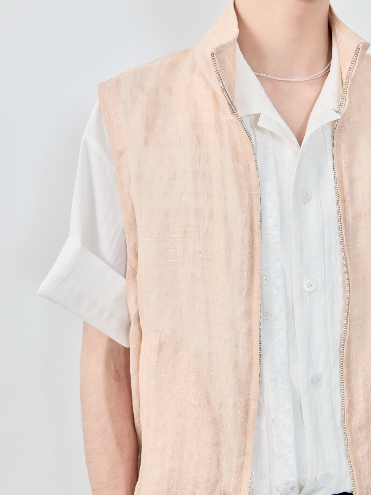 GRAINMUSTARD Linen-Cotton Plaid Vest, premium urban and streetwear designers apparel on PROJECTISR.com, GRAINMUSTARD