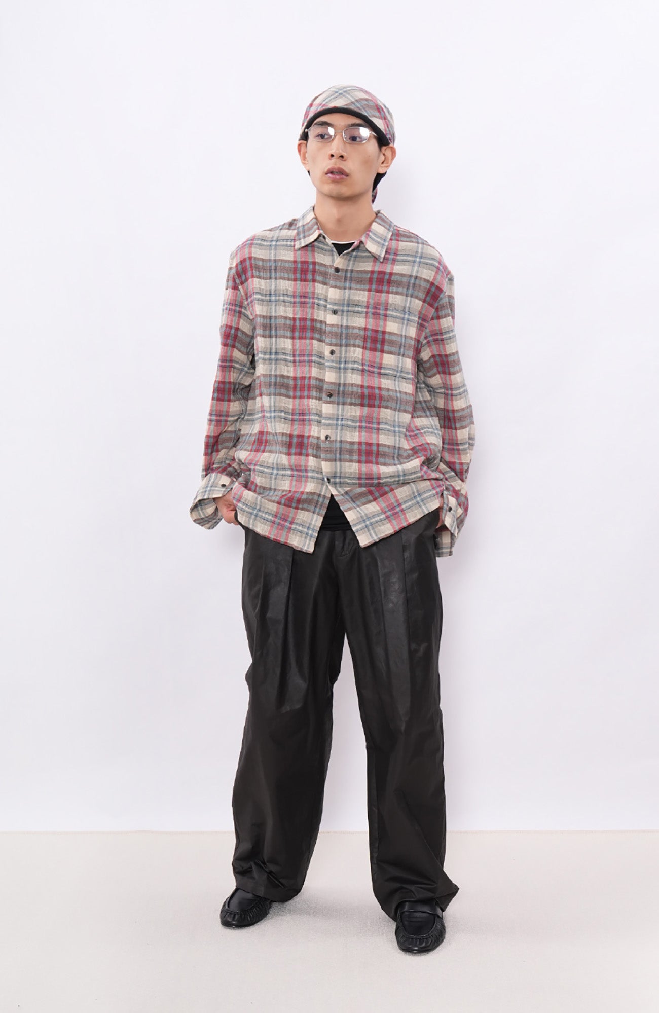 7440 37 1 Retro Linen-Blend Plaid Overshirt, premium urban and streetwear designers apparel on PROJECTISR.com, 7440 37 1