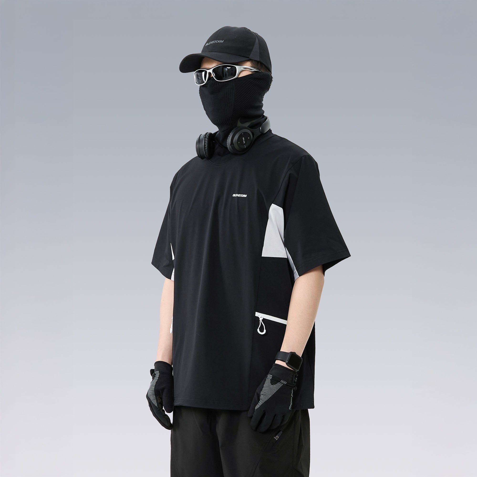 SILENSTORM Tech Panel Drawstring-Hem Quick-Dry T-Shirt, premium urban and streetwear designers apparel on PROJECTISR.com, SILENSTORM
