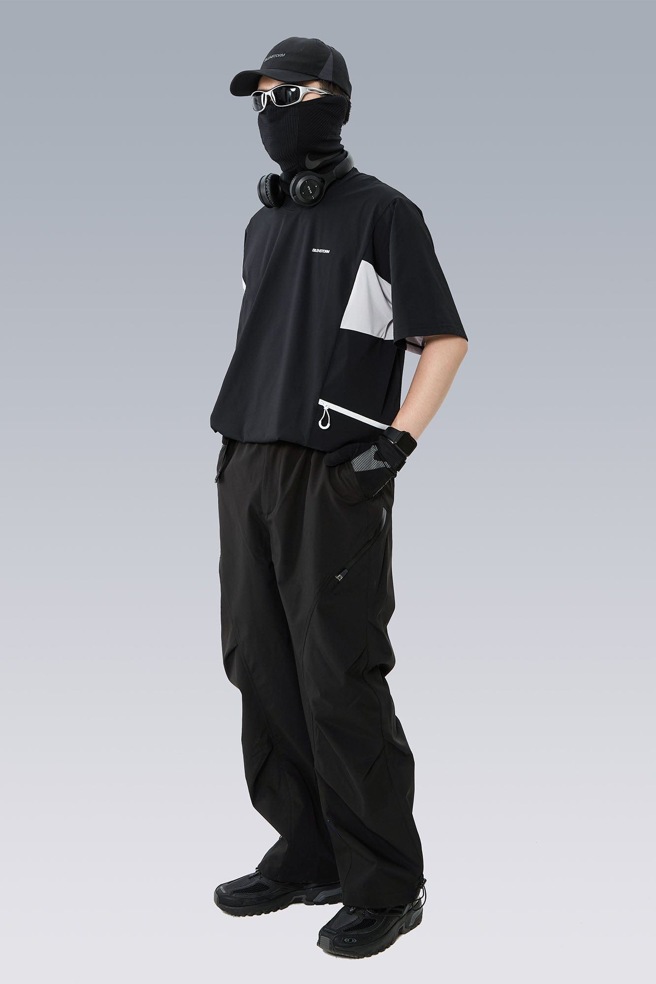 SILENSTORM Tech Panel Drawstring-Hem Quick-Dry T-Shirt, premium urban and streetwear designers apparel on PROJECTISR.com, SILENSTORM