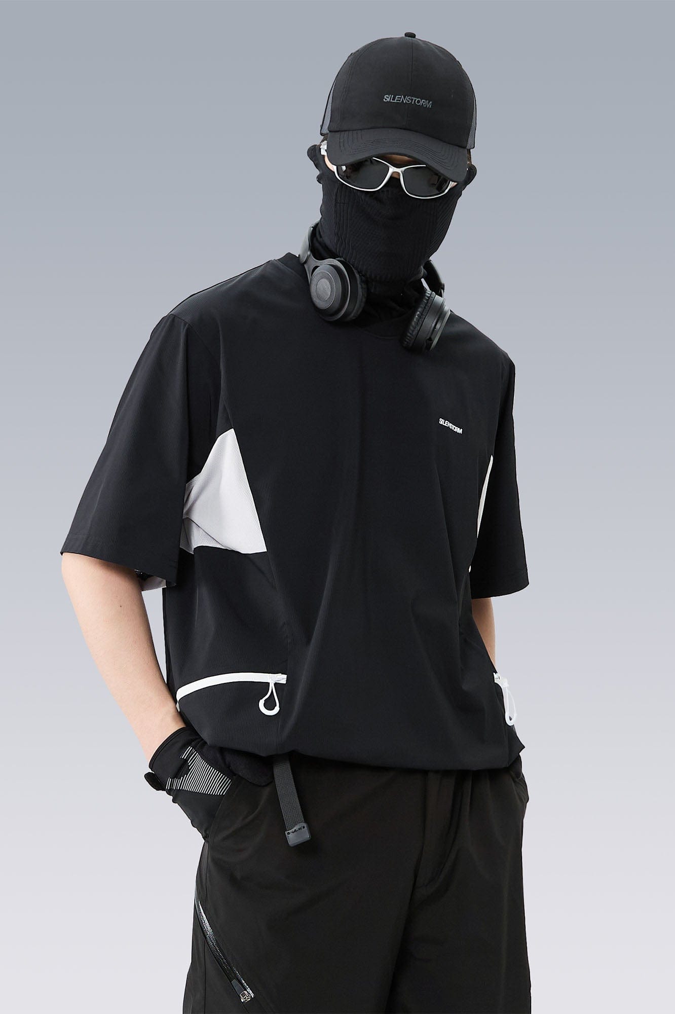SILENSTORM Tech Panel Drawstring-Hem Quick-Dry T-Shirt, premium urban and streetwear designers apparel on PROJECTISR.com, SILENSTORM