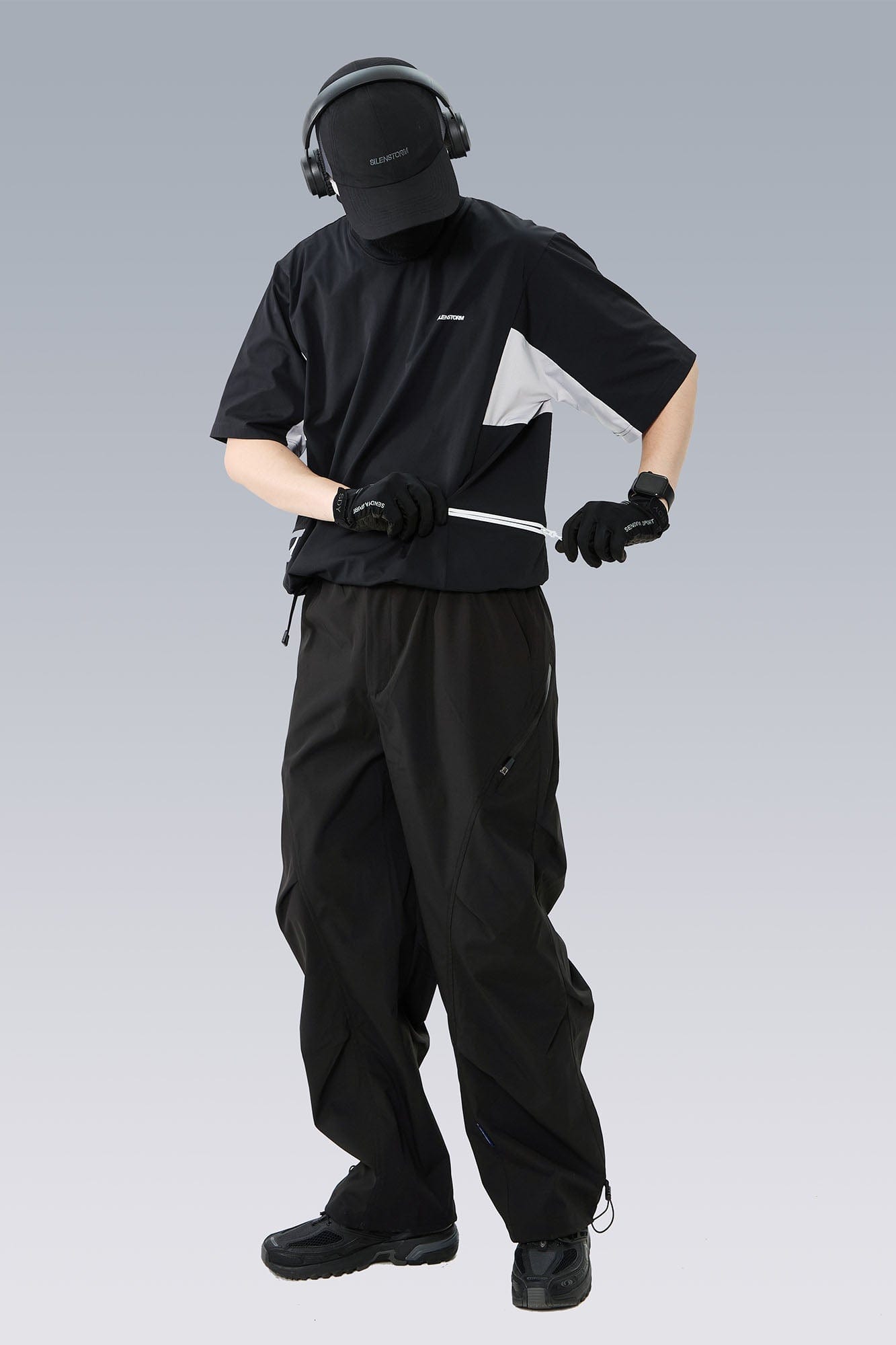 SILENSTORM Tech Panel Drawstring-Hem Quick-Dry T-Shirt, premium urban and streetwear designers apparel on PROJECTISR.com, SILENSTORM