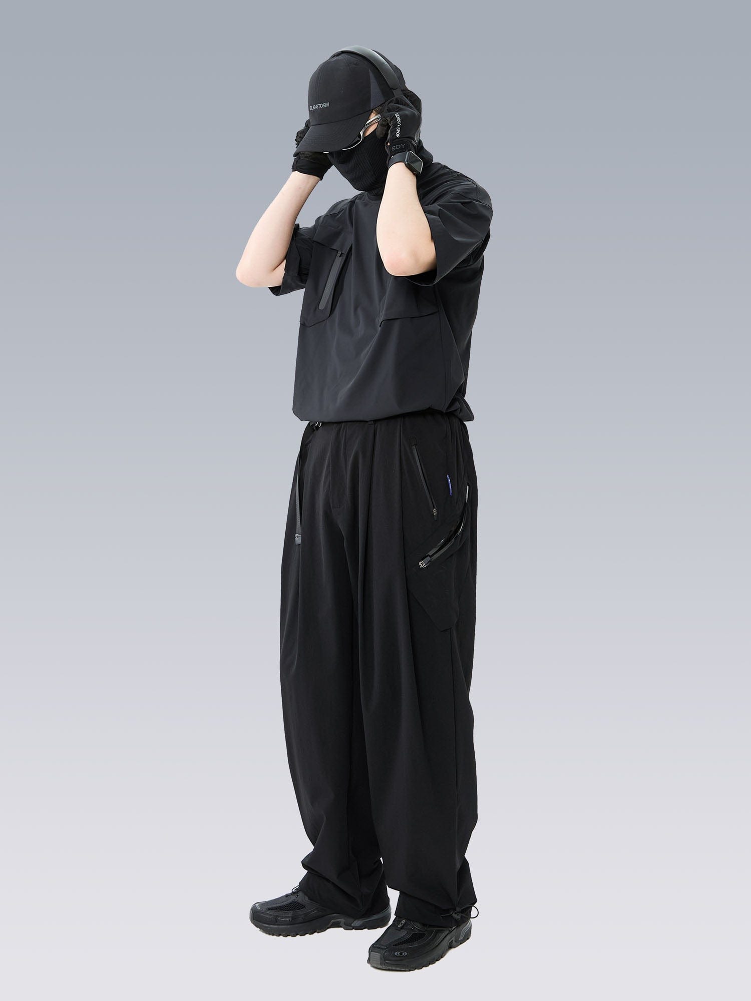 SILENSTORM Drawstring-Hem Webbing Belt Utility Pants, premium urban and streetwear designers apparel on PROJECTISR.com, SILENSTORM
