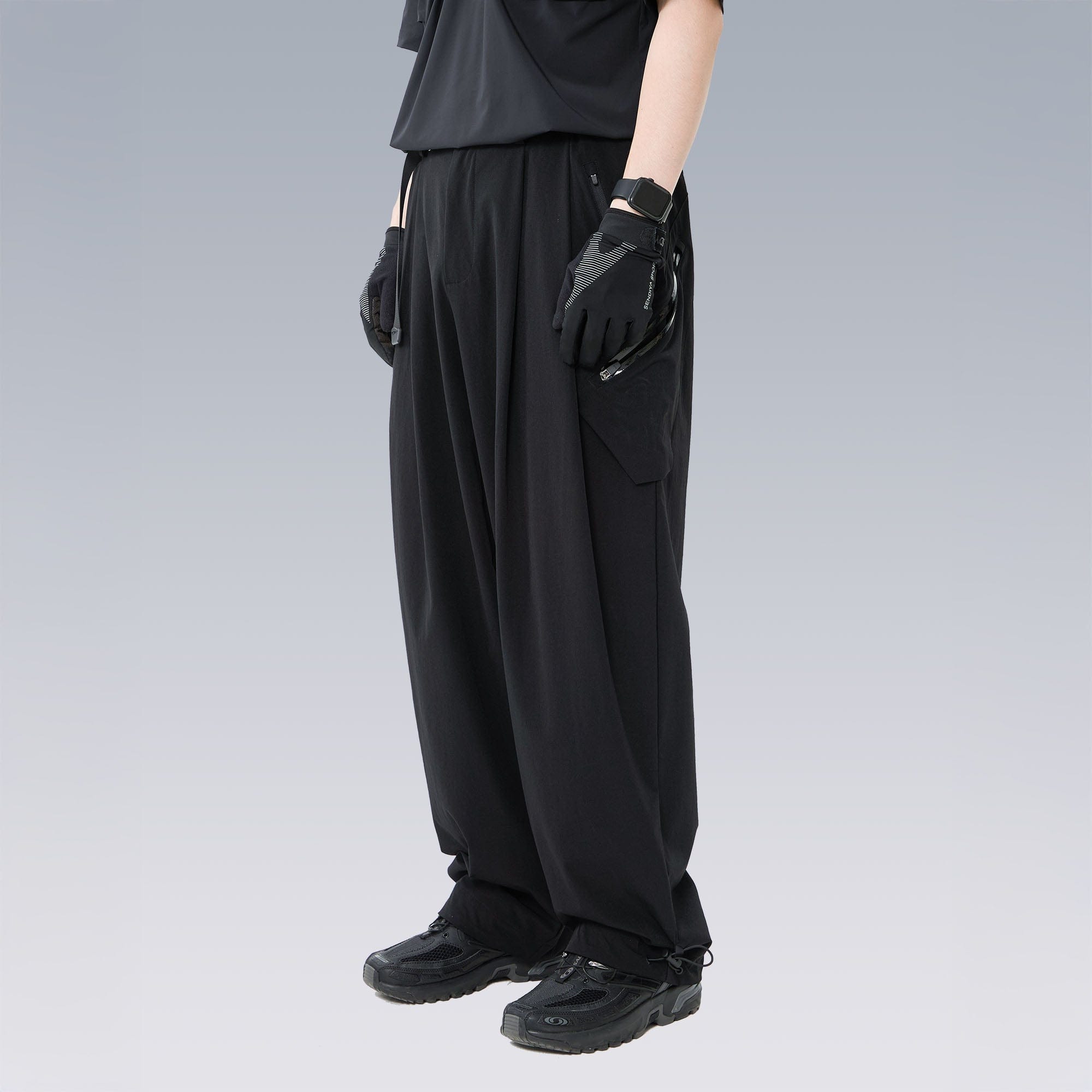 SILENSTORM Drawstring-Hem Webbing Belt Utility Pants, premium urban and streetwear designers apparel on PROJECTISR.com, SILENSTORM
