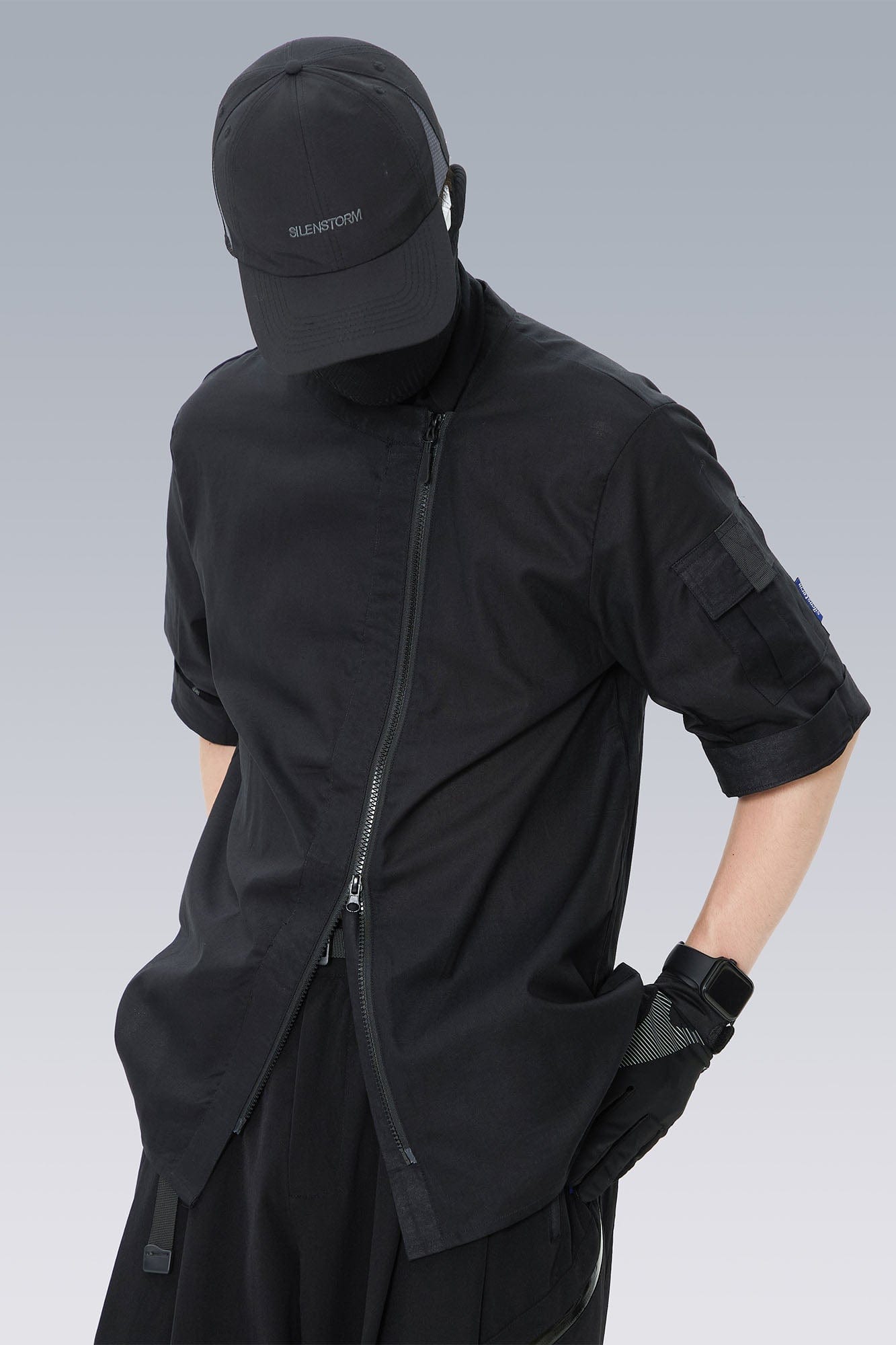 SILENSTORM Asymmetrical Zip Ramie Utility Shirt
