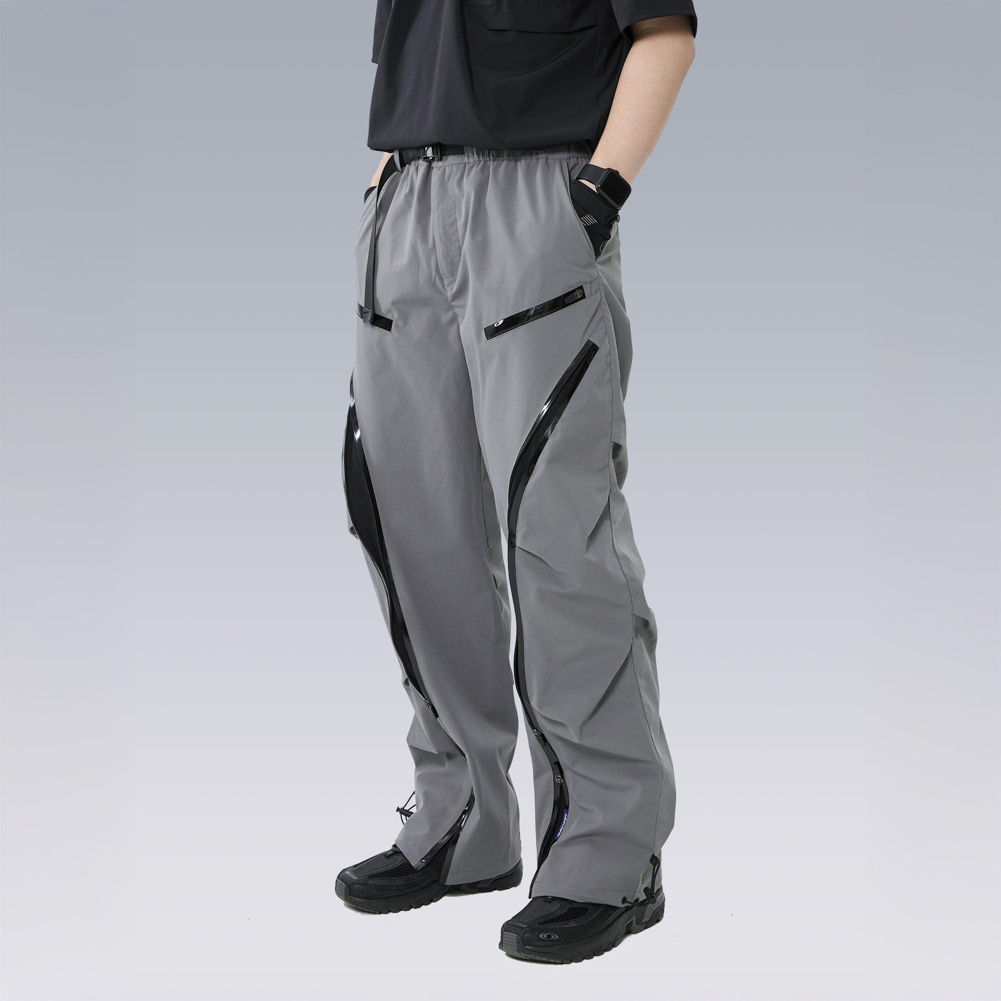 SILENSTORM Arc-Zip Crinkled Water-Repellent Utility Pants, premium urban and streetwear designers apparel on PROJECTISR.com, SILENSTORM