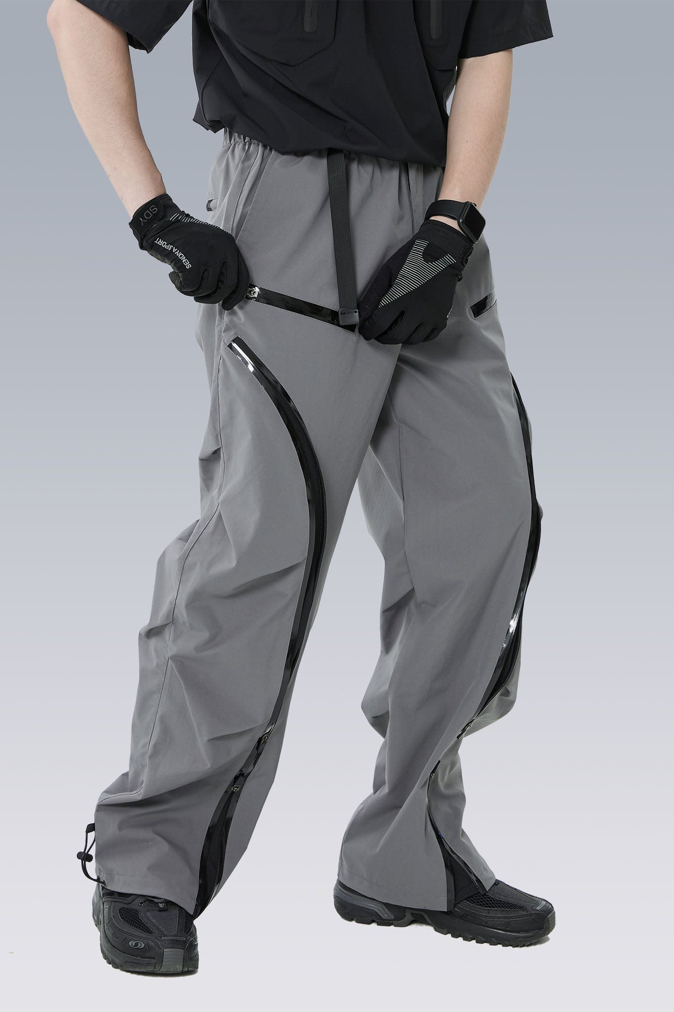 SILENSTORM Arc-Zip Crinkled Water-Repellent Utility Pants, premium urban and streetwear designers apparel on PROJECTISR.com, SILENSTORM