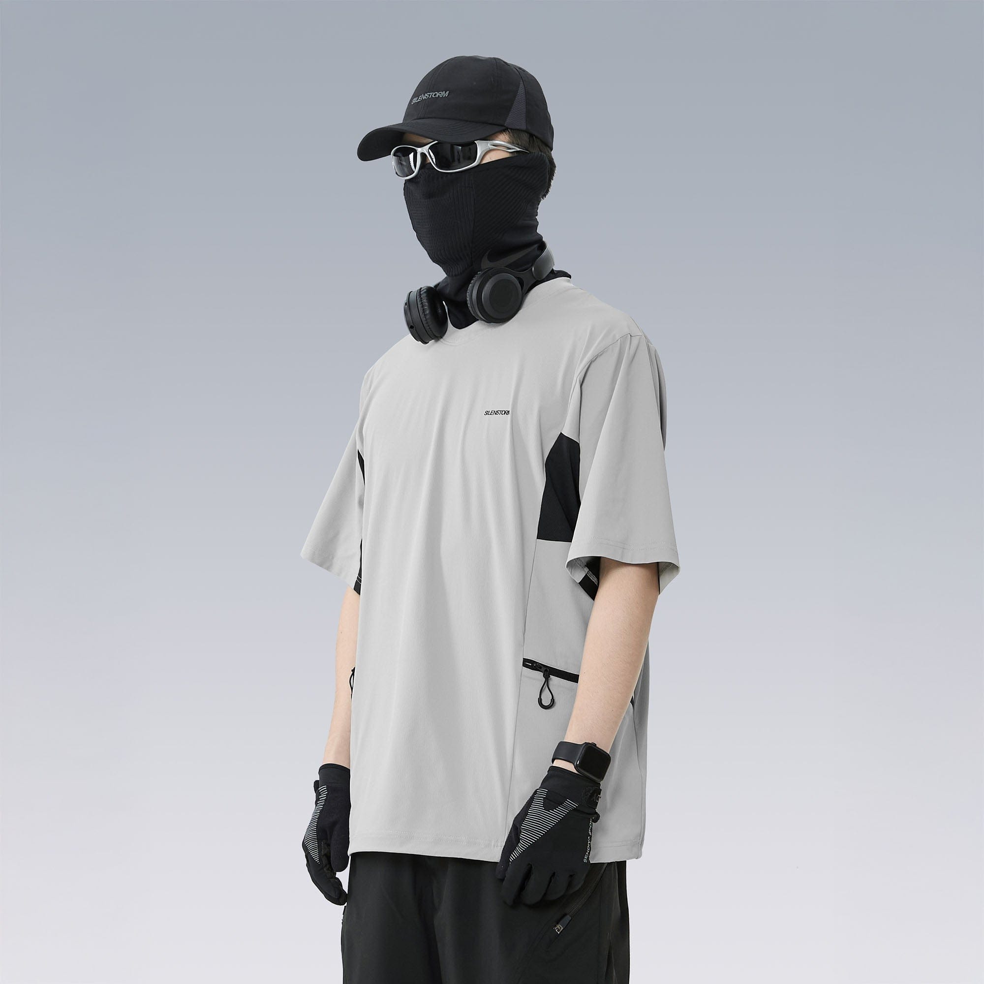 SILENSTORM Tech Panel Drawstring-Hem Quick-Dry T-Shirt, premium urban and streetwear designers apparel on PROJECTISR.com, SILENSTORM