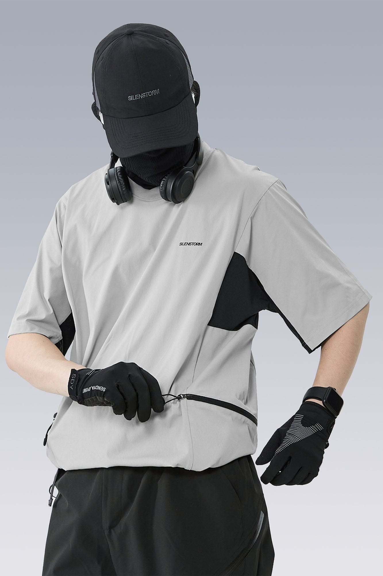 SILENSTORM Tech Panel Drawstring-Hem Quick-Dry T-Shirt, premium urban and streetwear designers apparel on PROJECTISR.com, SILENSTORM