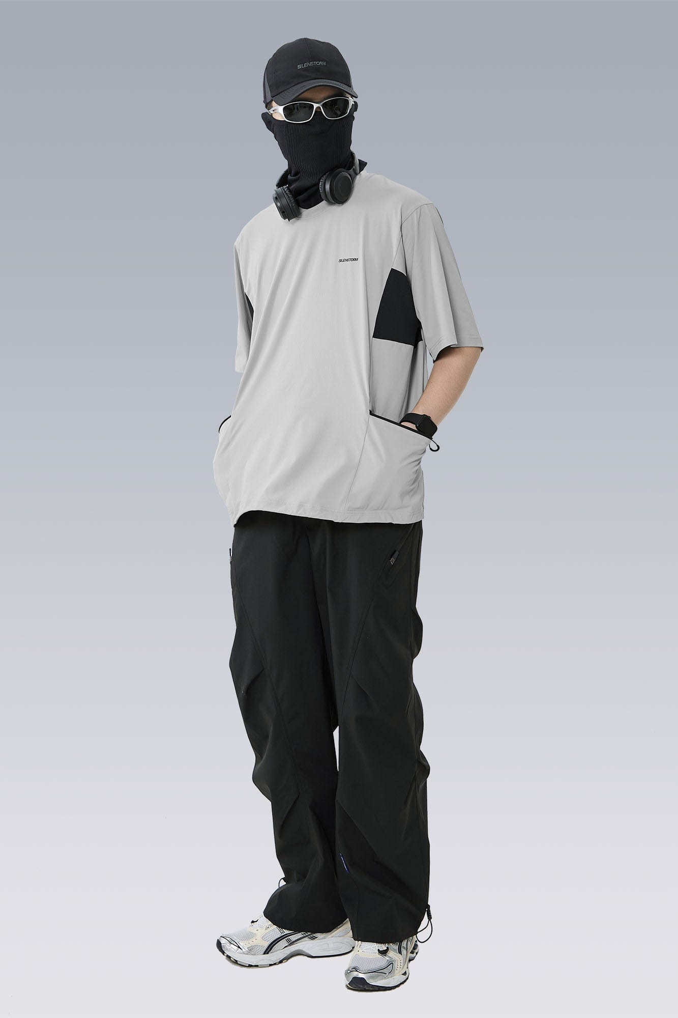 SILENSTORM Tech Panel Drawstring-Hem Quick-Dry T-Shirt, premium urban and streetwear designers apparel on PROJECTISR.com, SILENSTORM